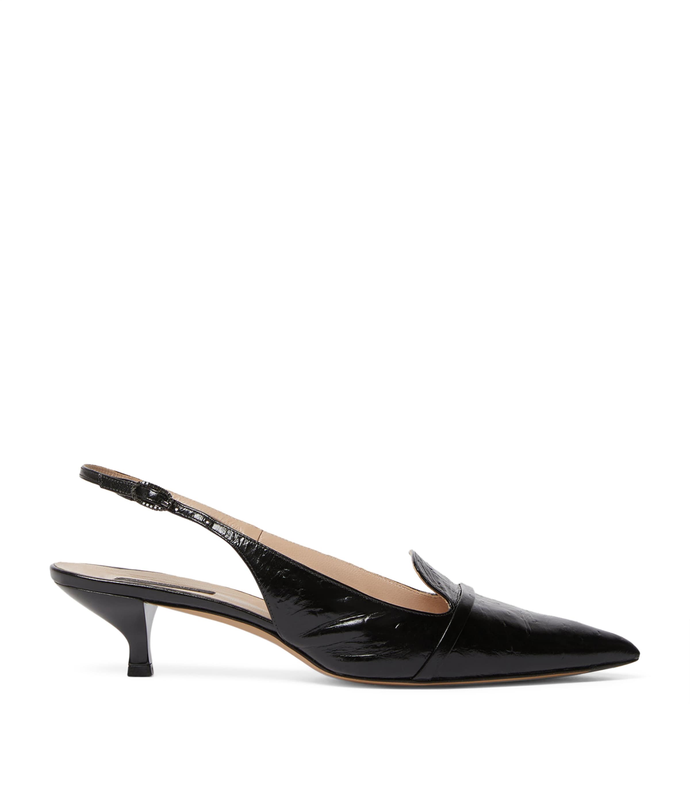 MARINA RINALDI LEATHER SLINGBACK PUMPS 35 