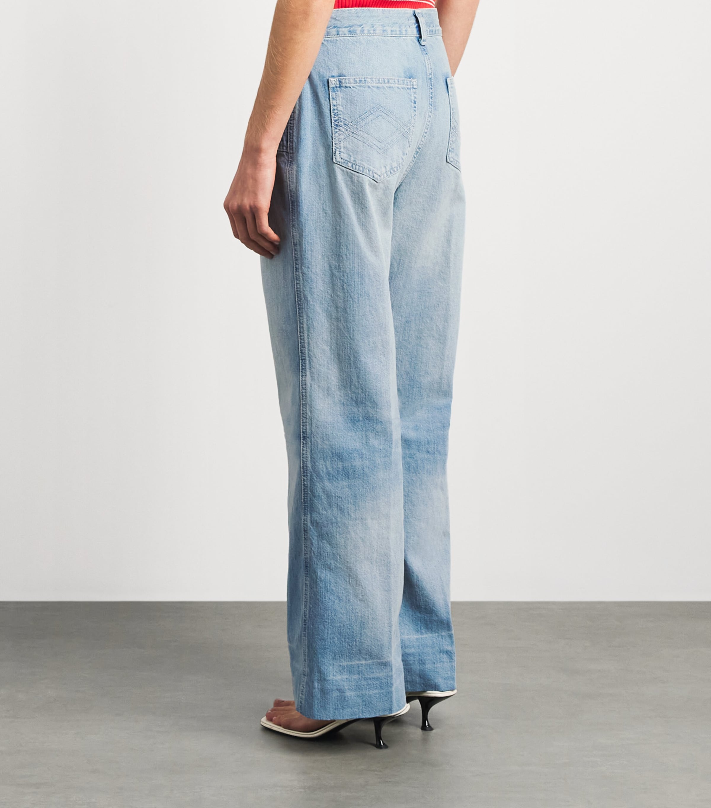 Sandro Paris Womens Zipped-Pocket Wide-Leg Jeans Blue Jean Image 5