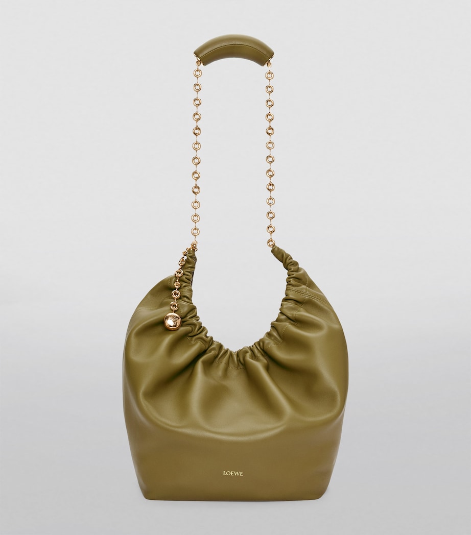 Medium Leather Squeeze Top-Handle Bag OLIVE Image 7