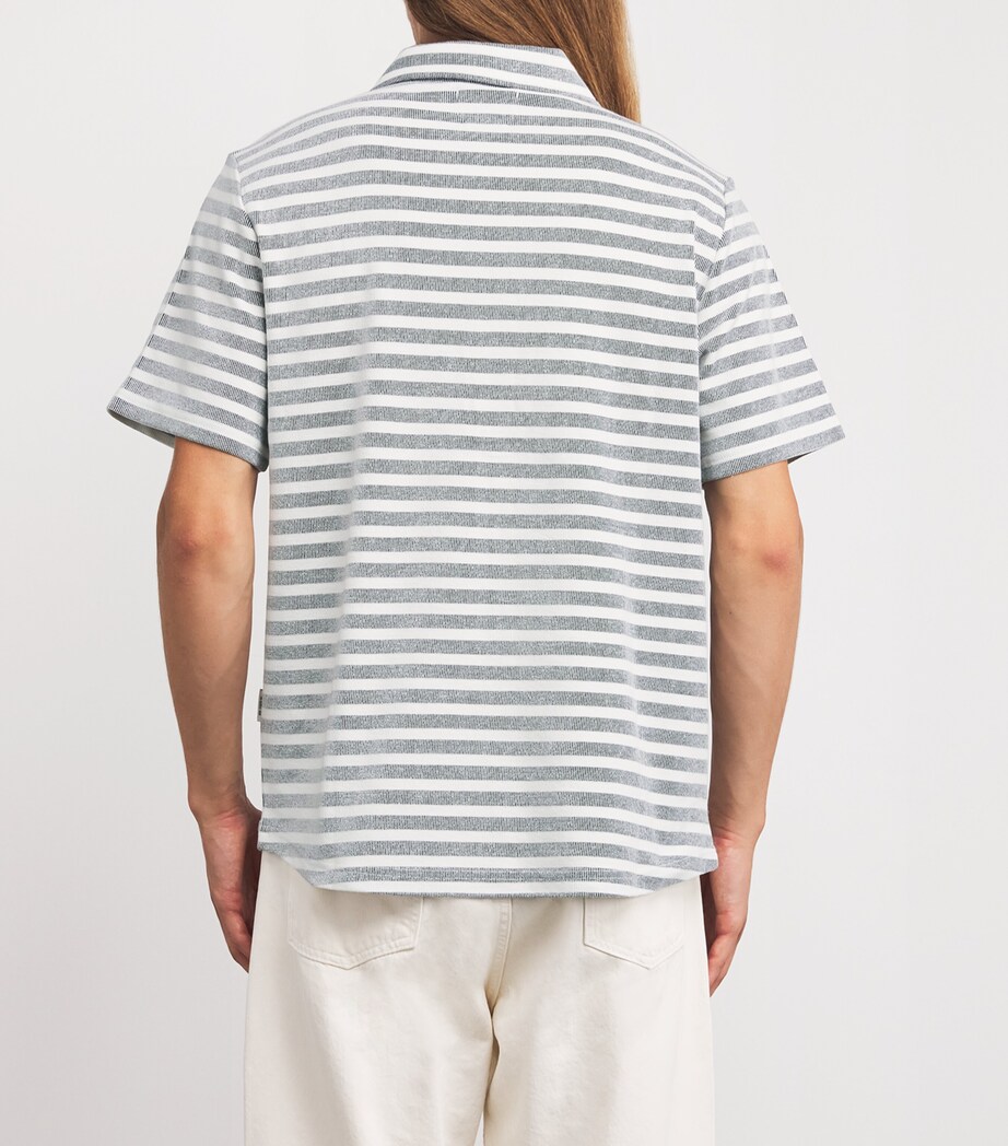 Cotton Stripe Polo Shirt CREAM/NAVY Image 4