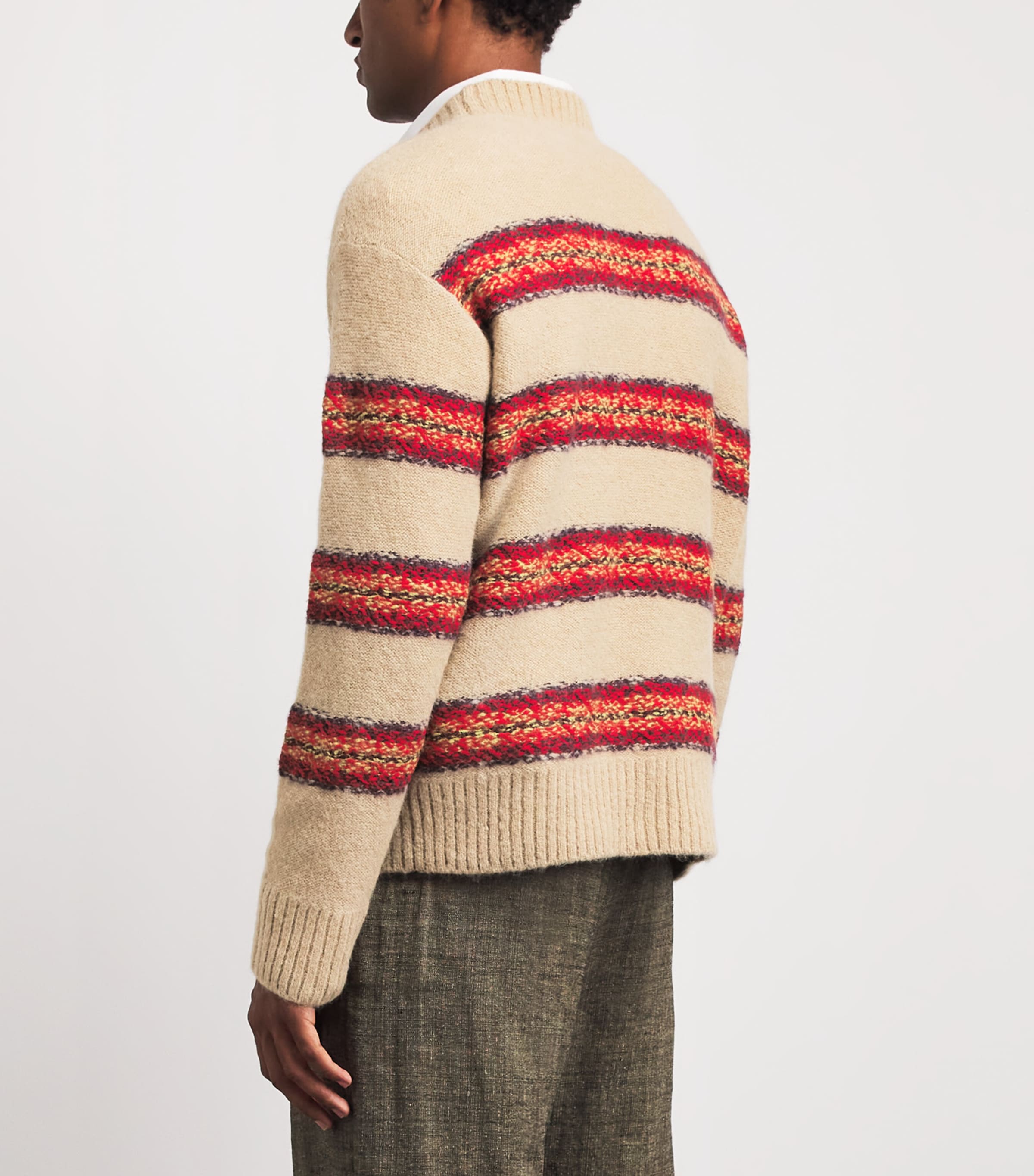 DRIES VAN NOTEN Mens Alpaca-Wool-Blend Stripe Sweater Image 5