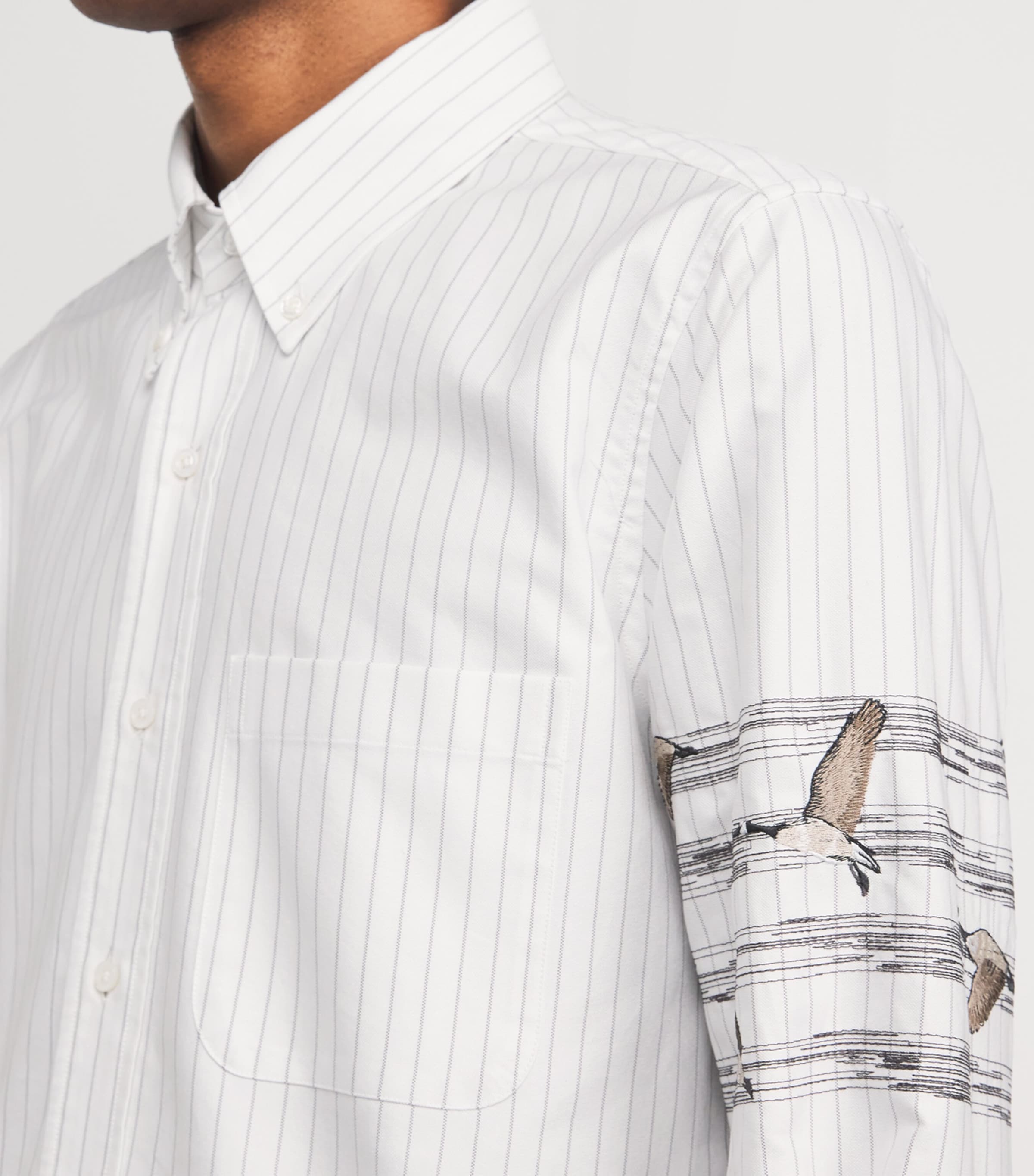 Cotton Embroidered Geese Shirt MED GREY Image 6