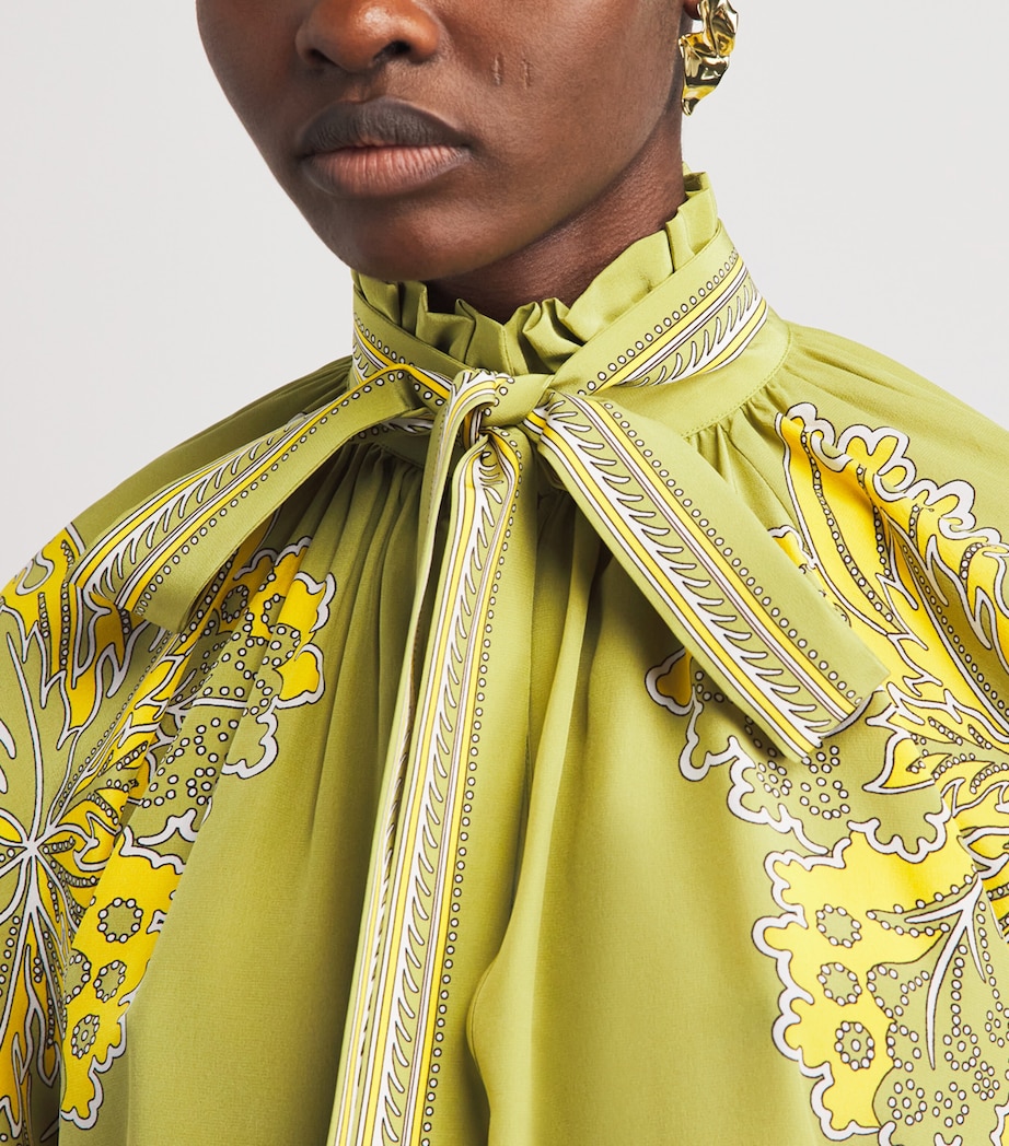 La Doublej Womens Silk Printed Blouse with Scarf Swathe Placée Image 5
