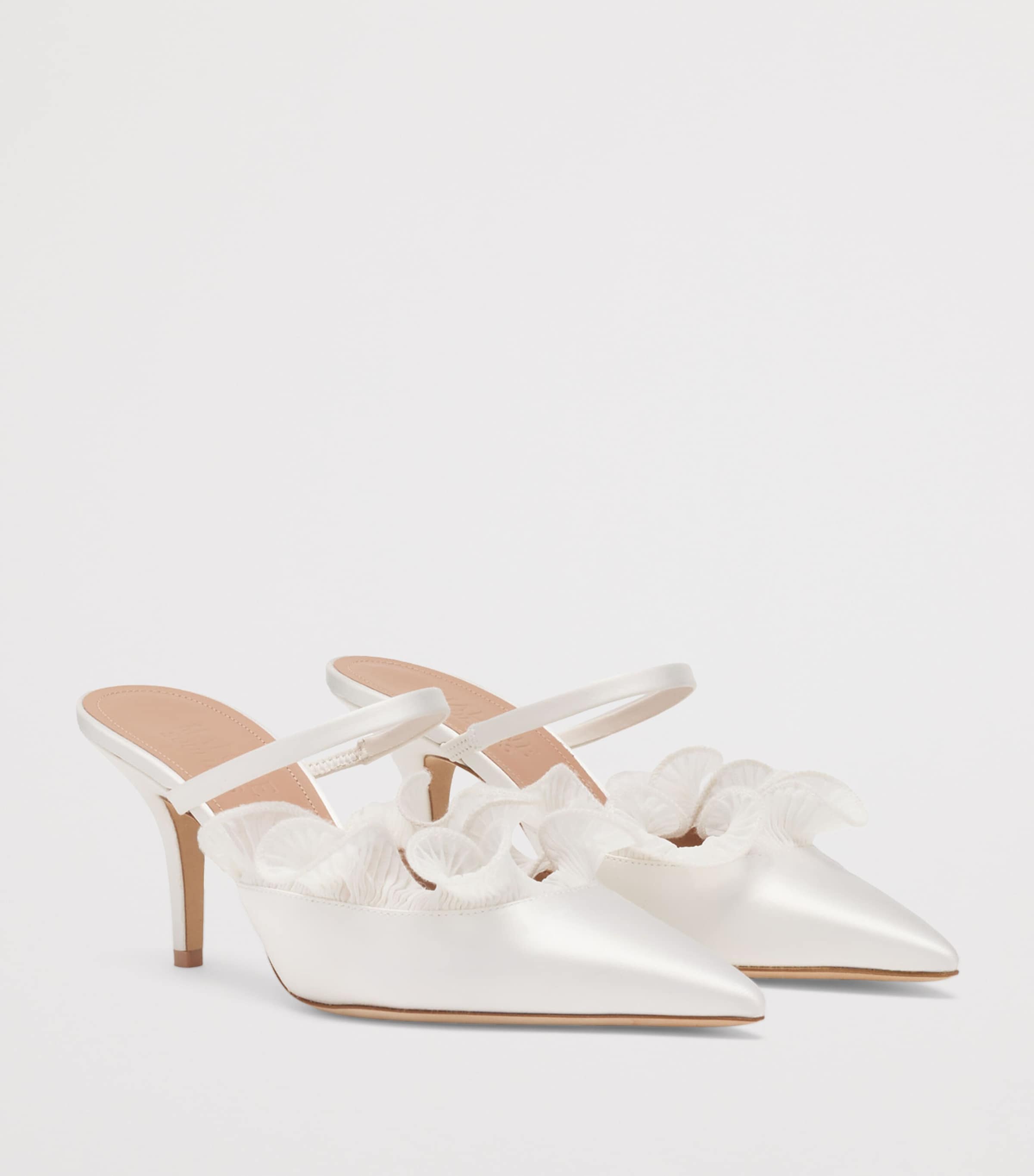 Malone Souliers Satin Cecile Heeled Mules 70 White Image 3
