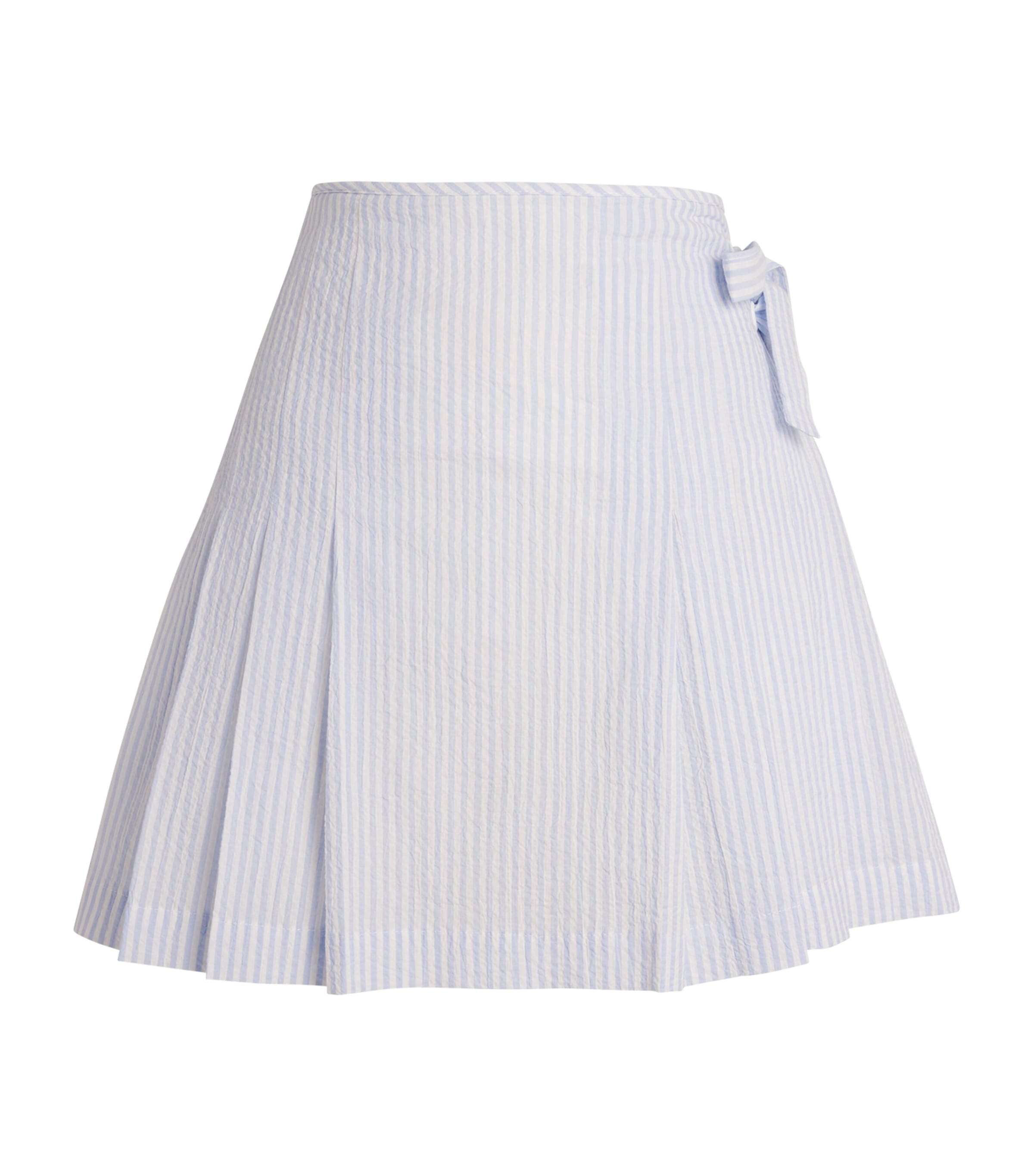 Sandro Stretch-cotton Pleated Mini Skirt In Blue