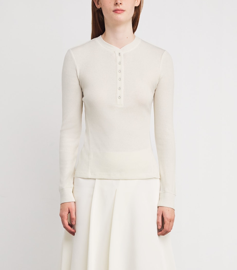 Long-Sleeve Henley Top WOOL WHITE Image 3