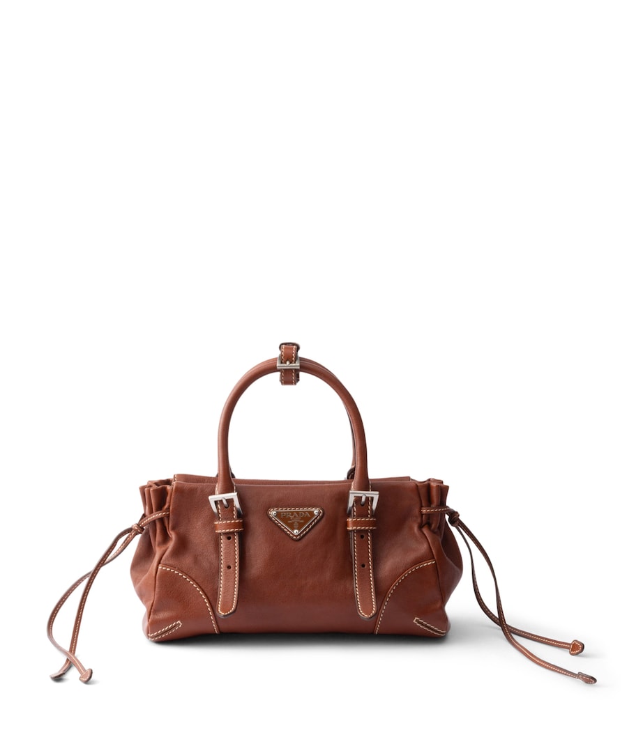 Prada Small Leather Bonnie Top-Handle Bag Brown Image 1