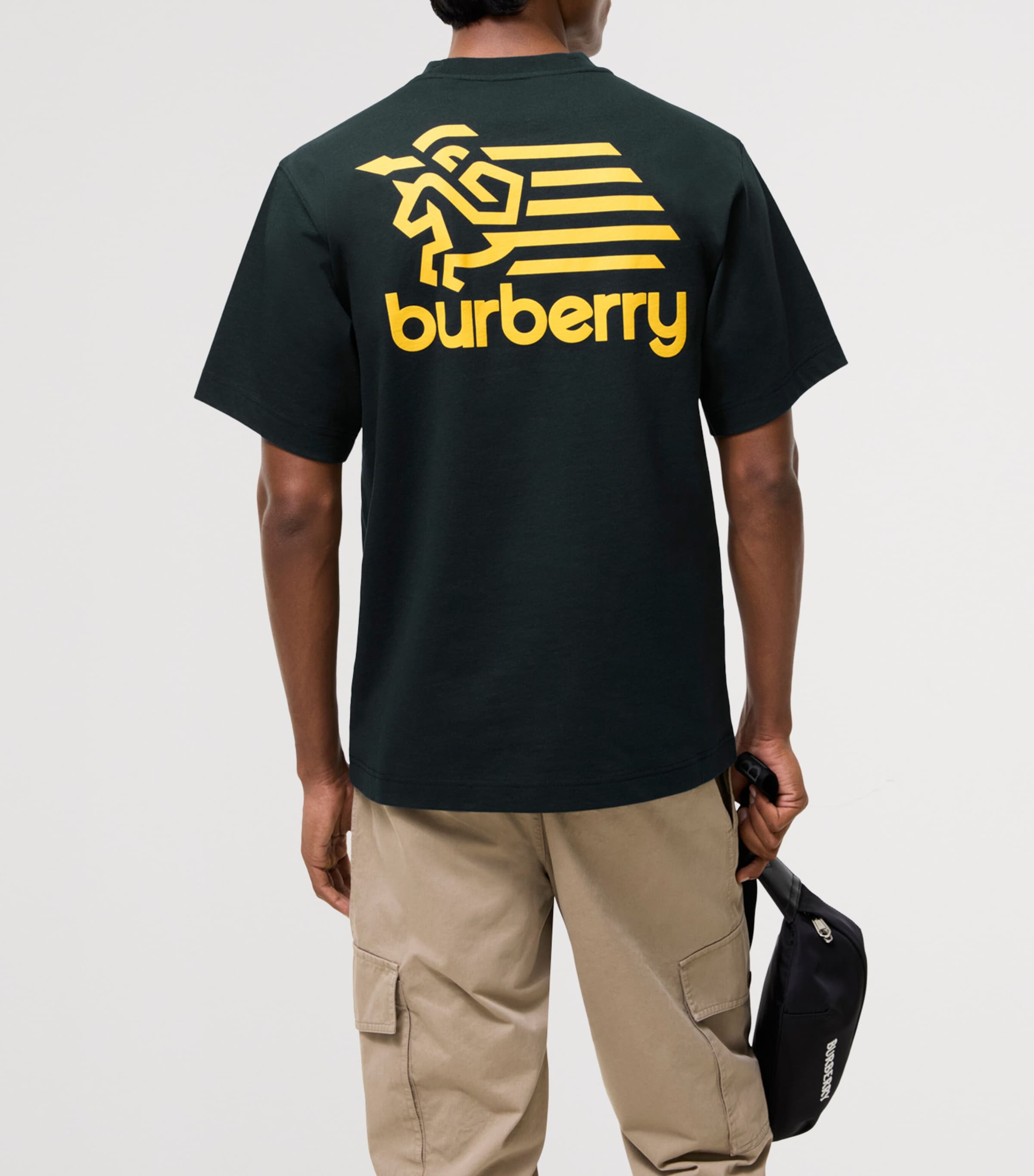 Burberry Mens Cotton Logo Badge T-Shirt Teal Blue Image 3
