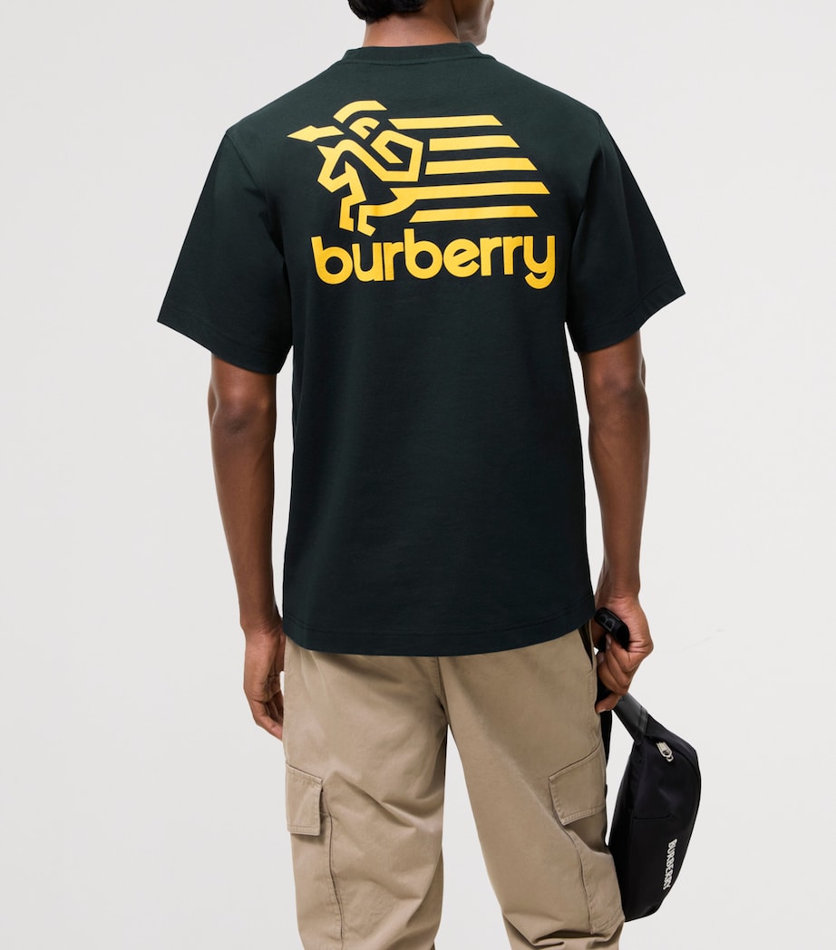 Burberry Mens Cotton Logo Badge T-Shirt Teal Blue Image 3