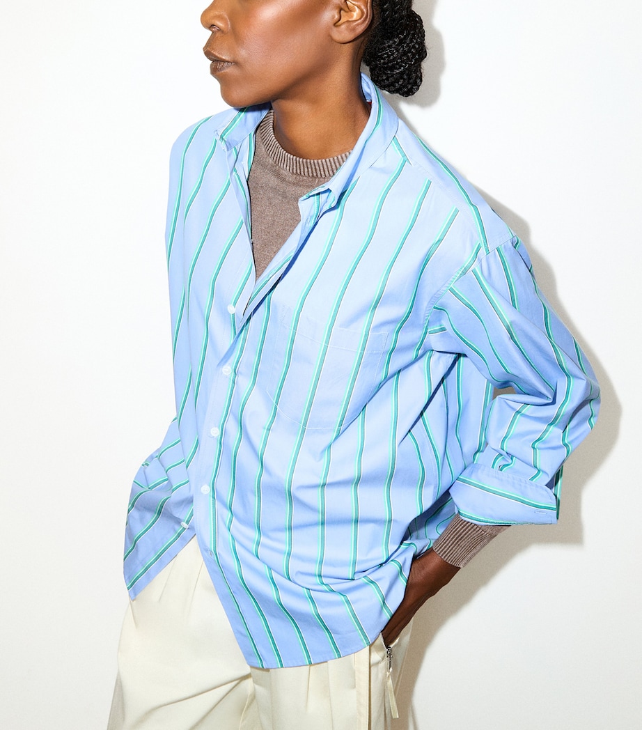 MAX&Co. Womens Stripe Plot Twist Shirt Light Blue Image 5