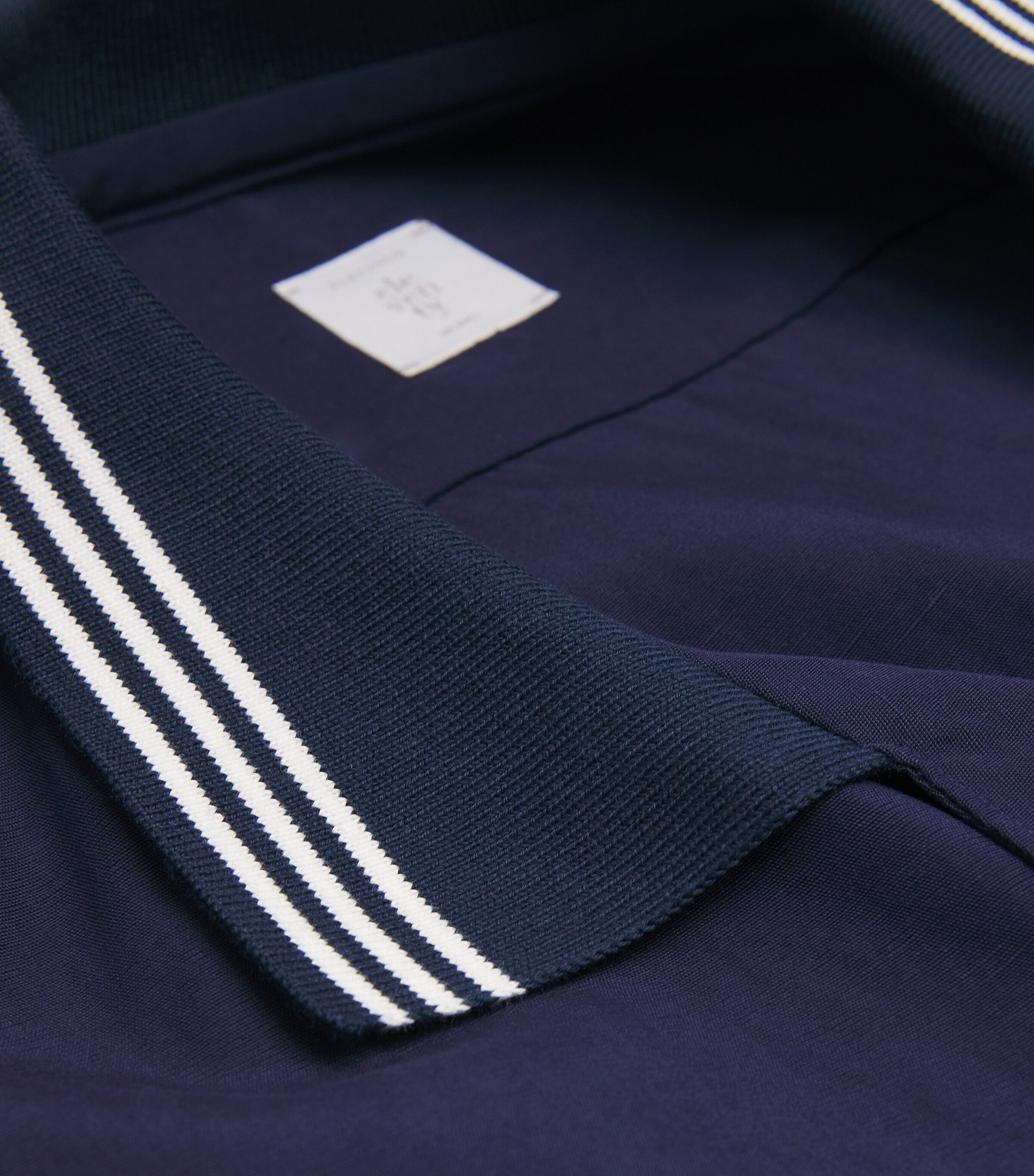 Eleventy Mens Stripe-Collar Bowling Shirt Blu Image 6