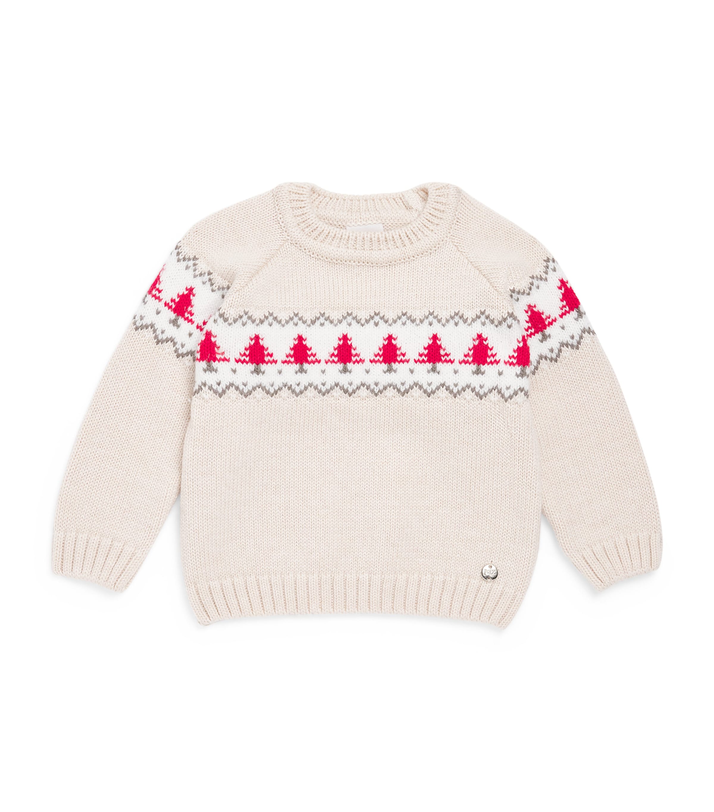 Paz Rodriguez Wool Christmas Tree Sweater In Neutral
