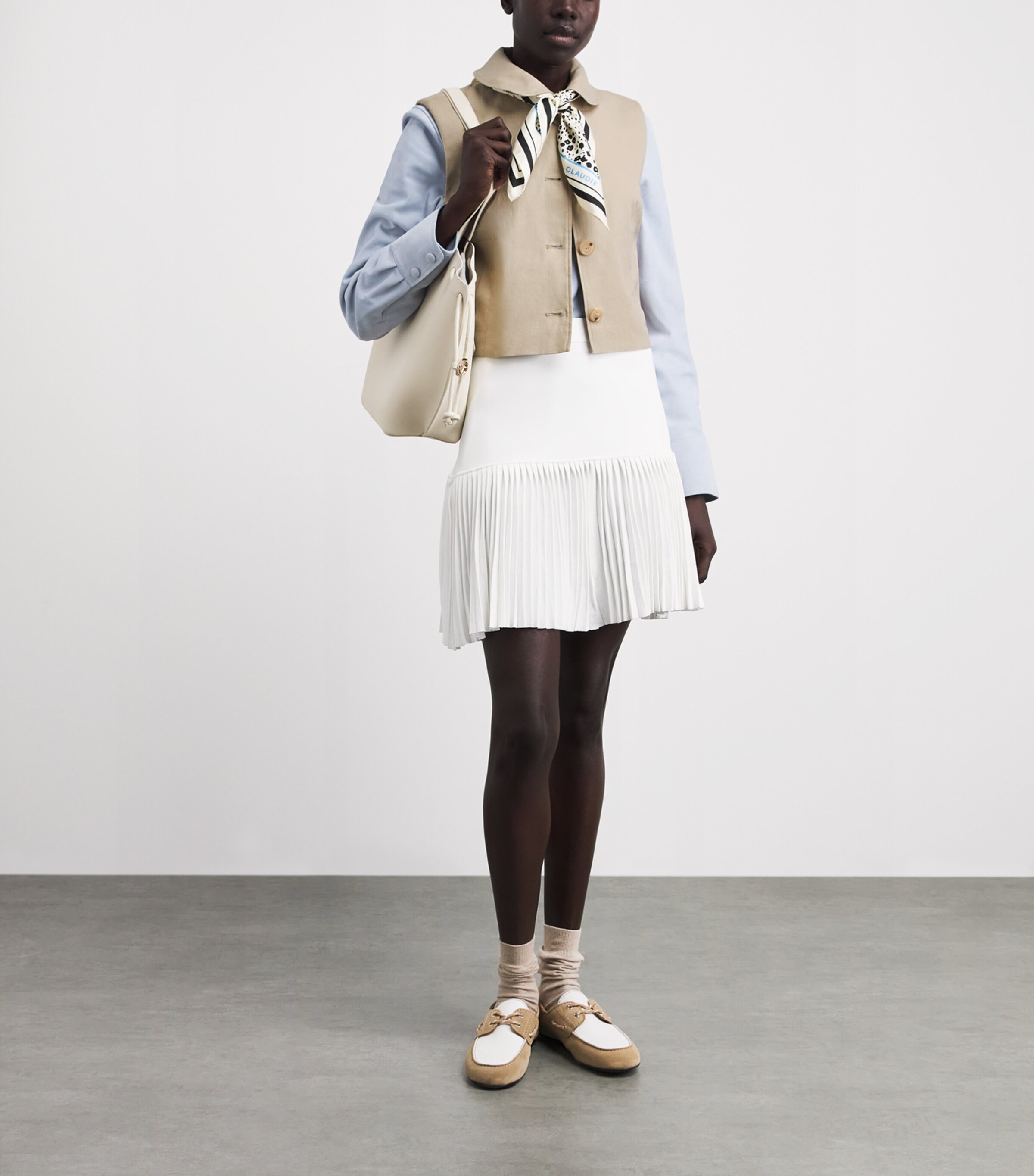 Claudie Pierlot Womens Linen-Blend Sleeveless Jacket Sand Image 2