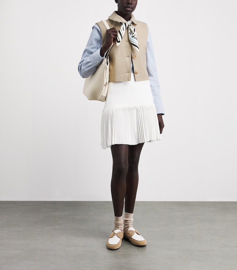 Claudie Pierlot Womens Linen-Blend Sleeveless Jacket Sand Image 2