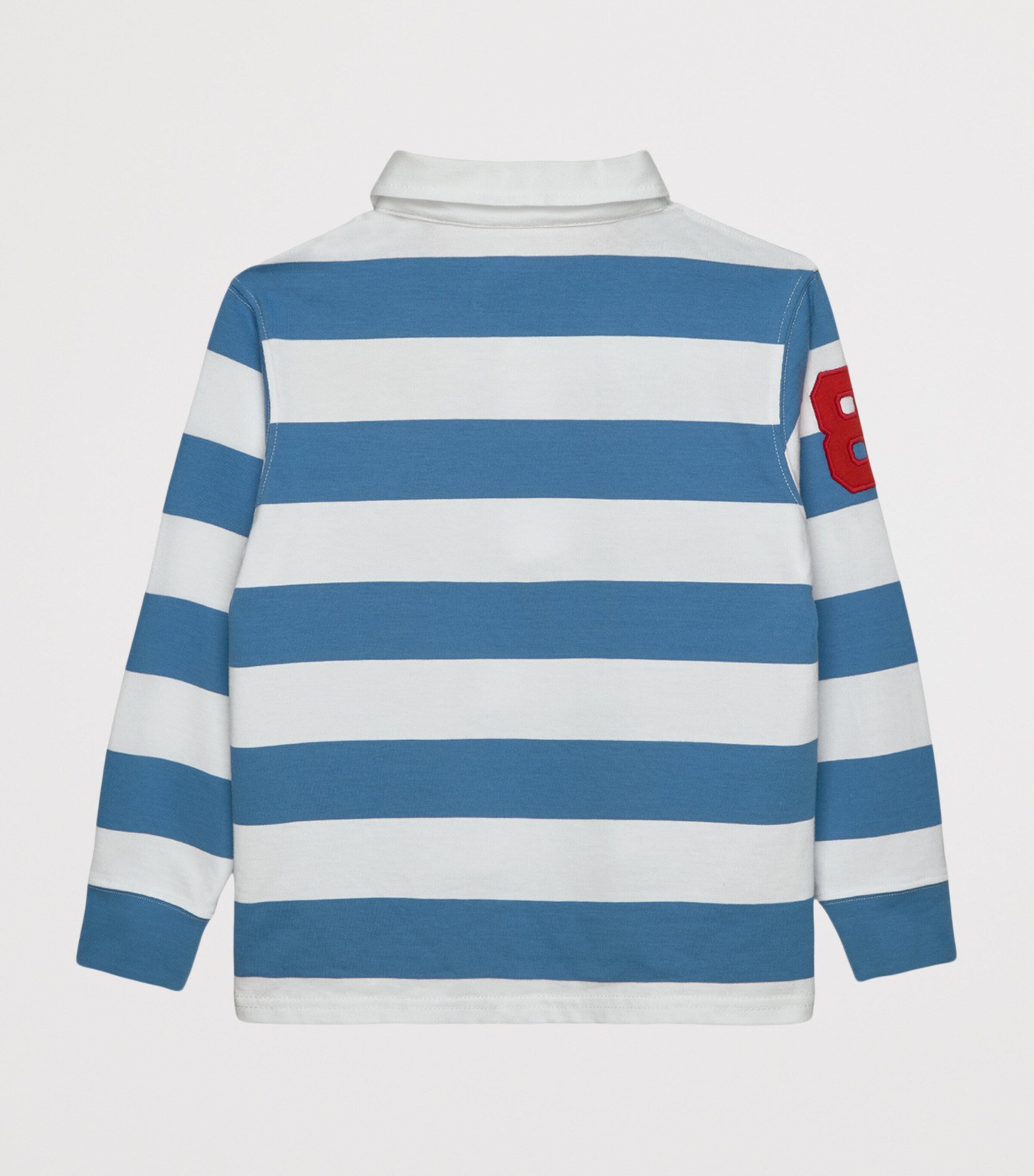 Trotters Cotton Nicholas Rugby Shirt (2-5 Years) Denim Blue/white Str Image 2