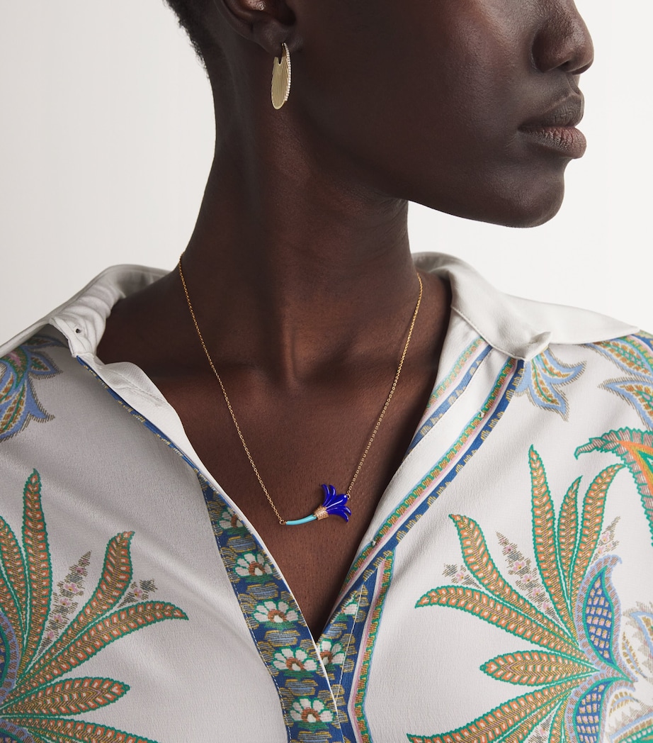 Yellow Gold, Diamond, Lapis and Turquoise Psychedeliah Necklace YELLOW GOLD Image 4