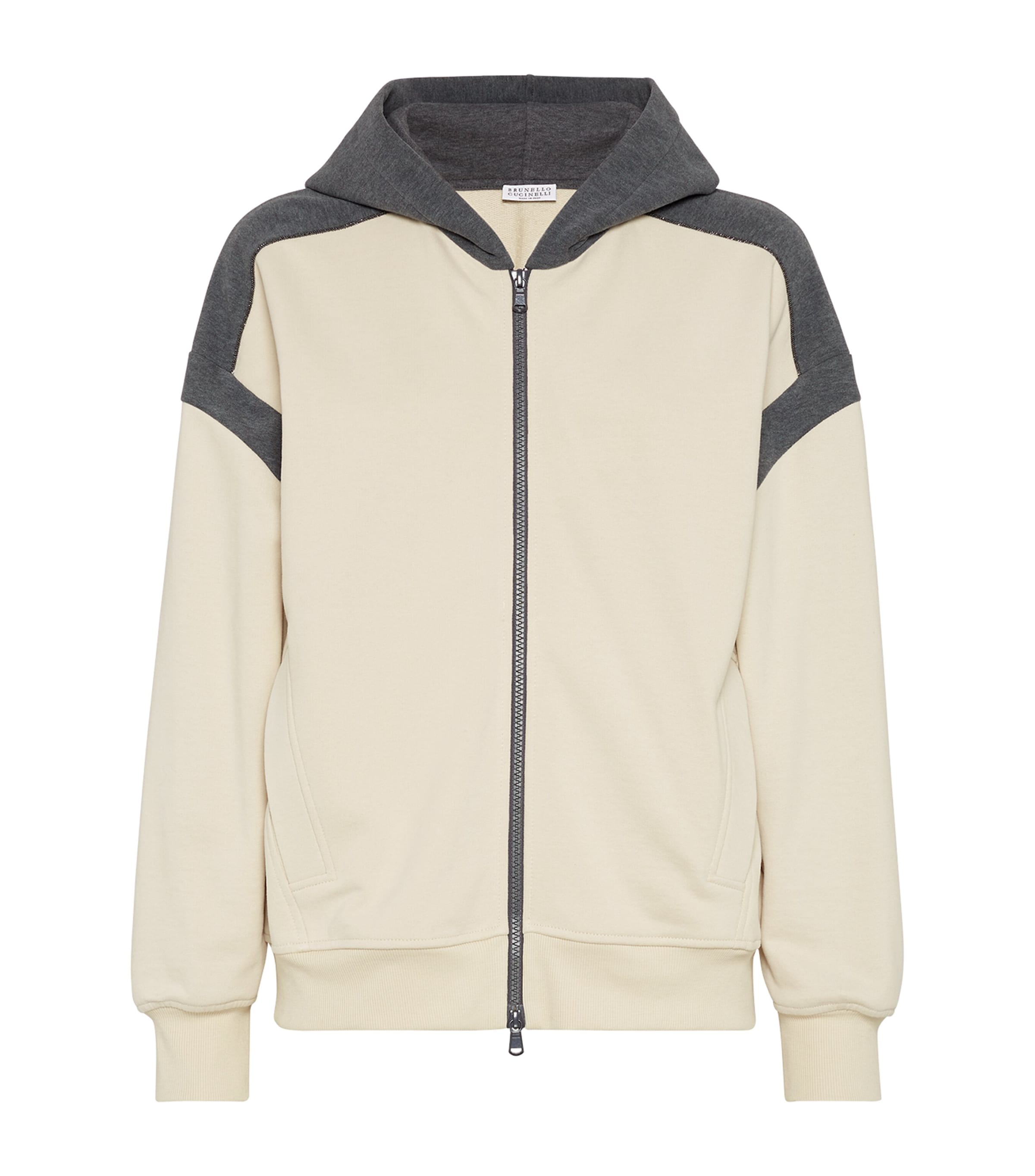 Shop Brunello Cucinelli Cotton Two-tone Sweatshirt In White
