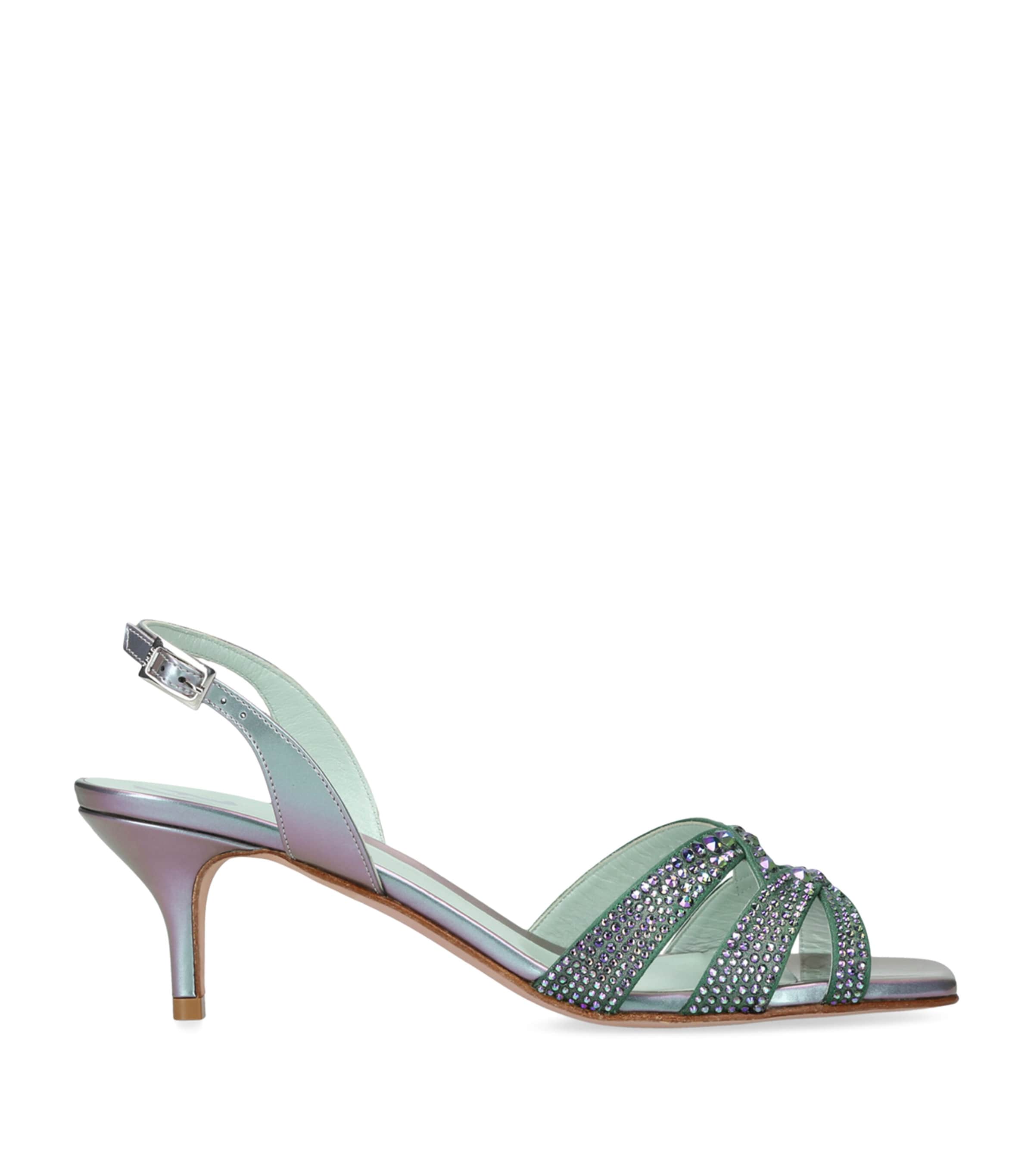 Gina Leather Curtis Heeled Sandals 50 Green Comb Image 1