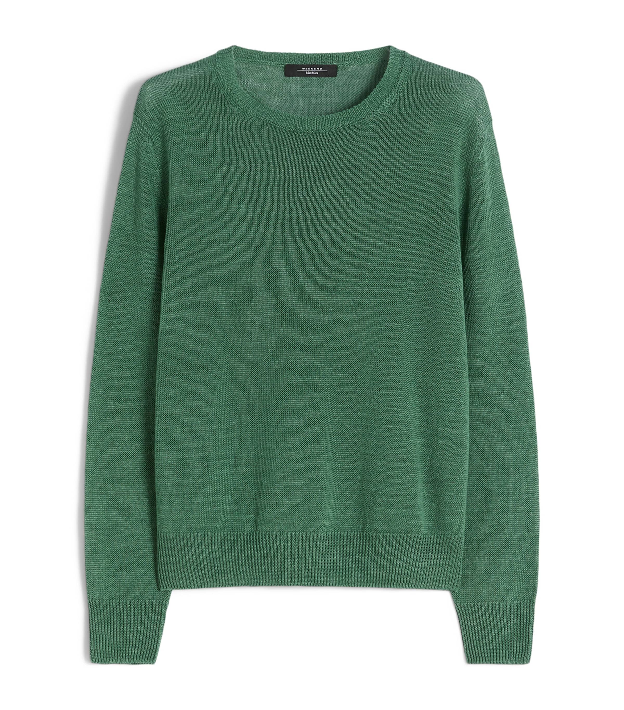 Linen Crew-Neck Sweater GREEN Image 1