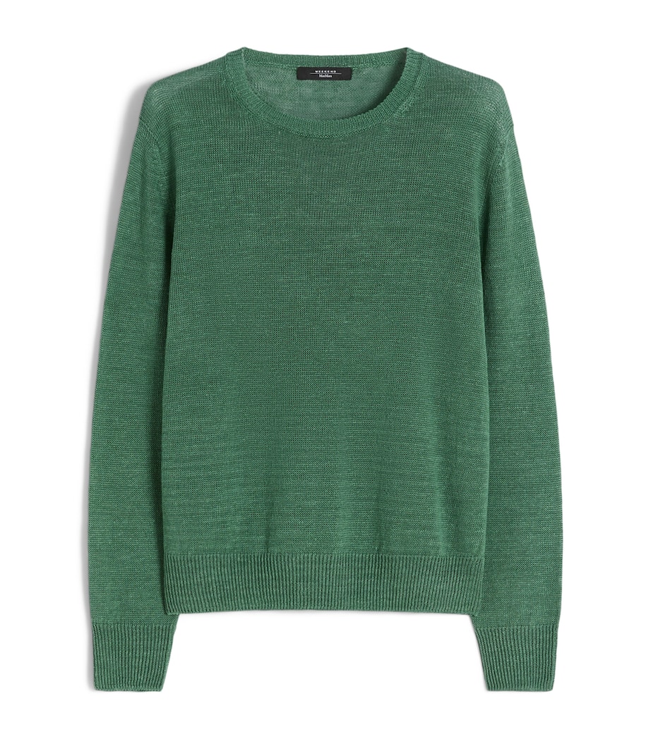 Linen Crew-Neck Sweater GREEN Image 1