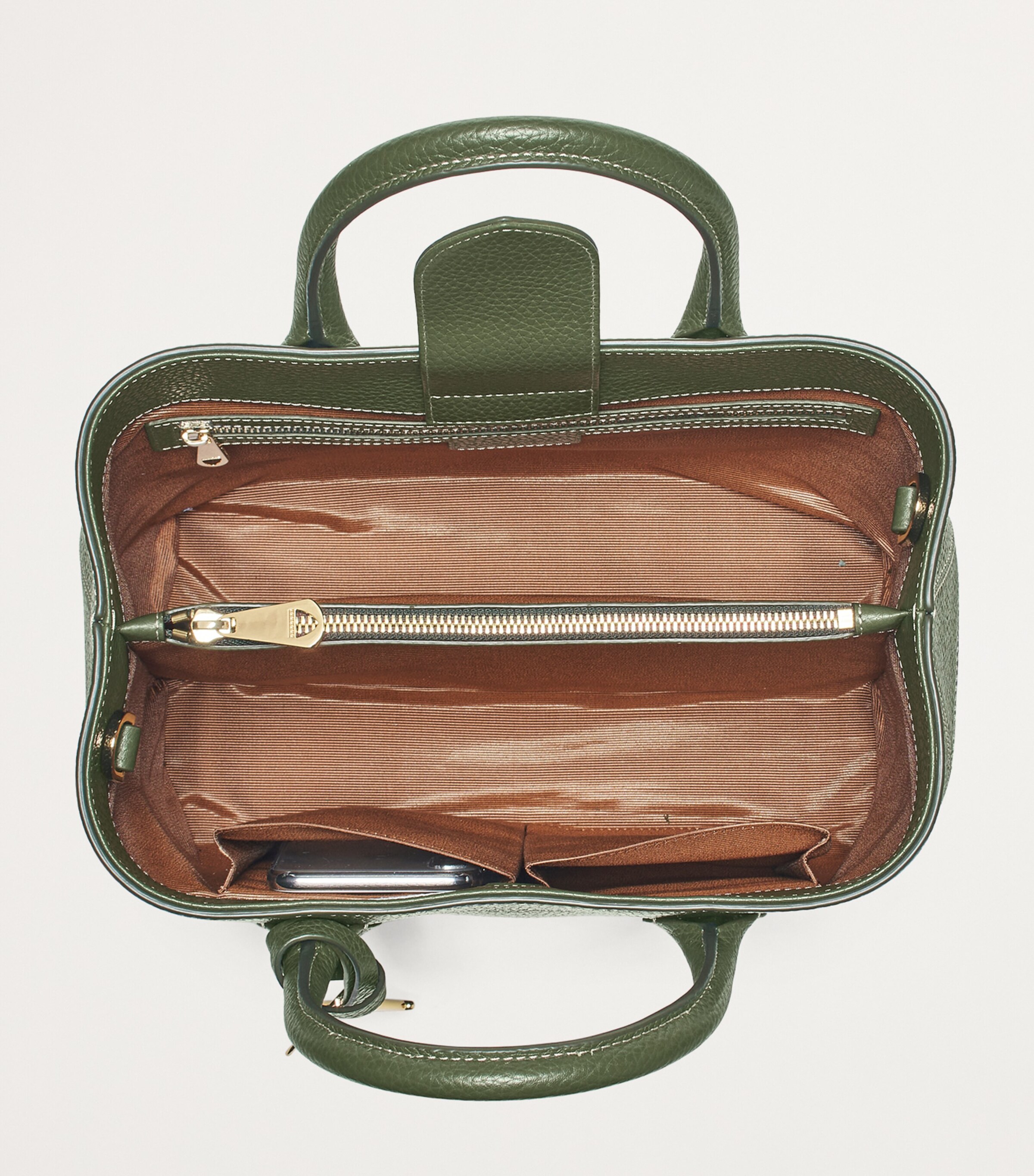 Aspinal Of London Midi Leather London Tote Bag Racing Green Image 5