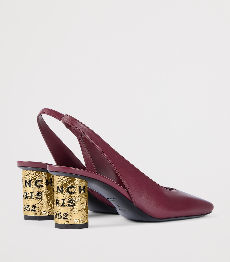 Leather Tape Slingback Pumps 65 BURGUNDY Image 4