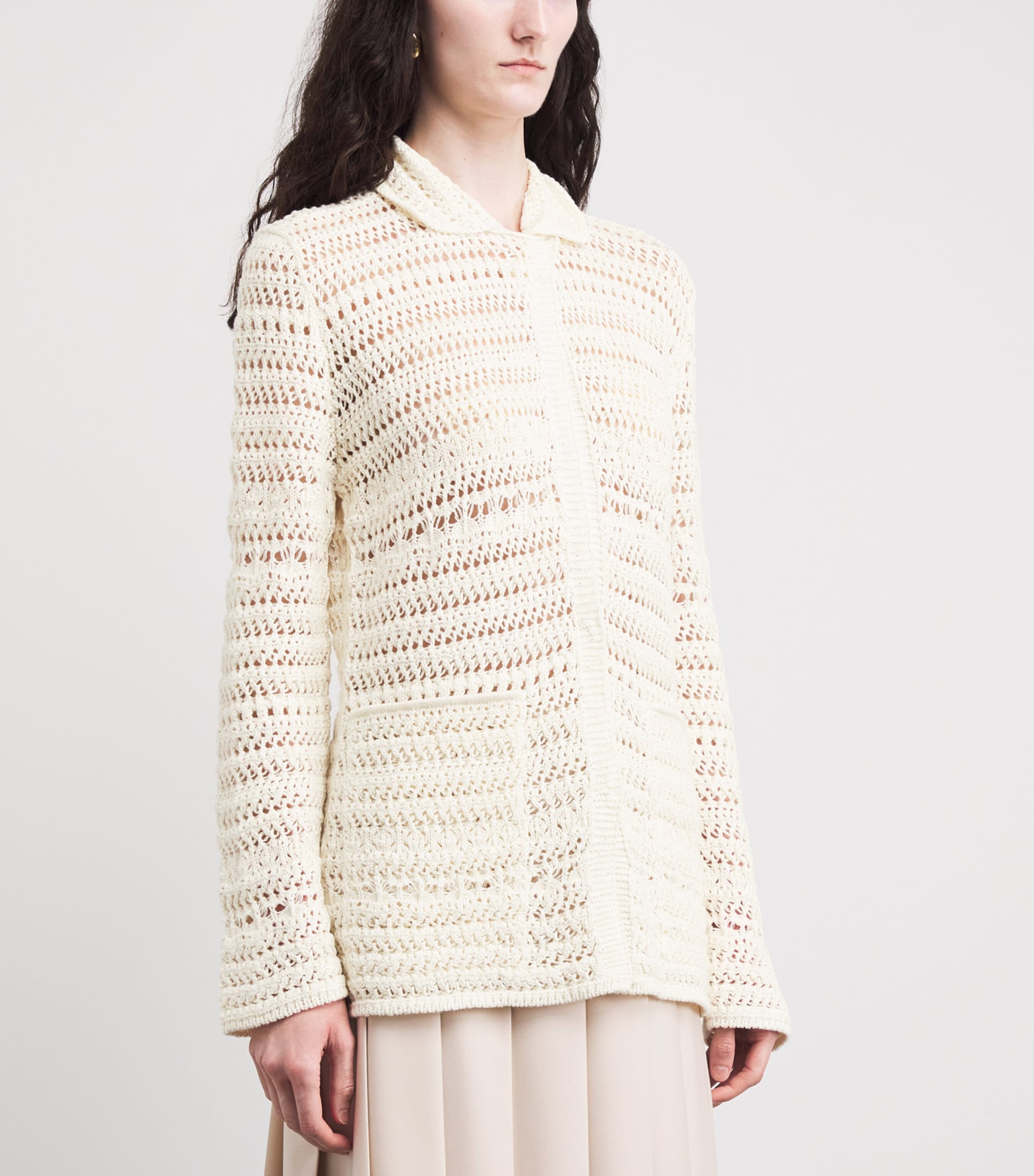 Fabiana Filippi Womens Cotton-Blend Cardigan Bianco Image 4