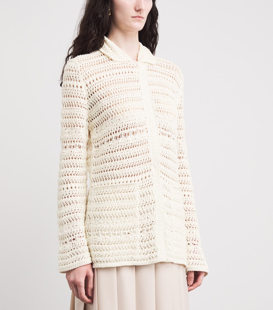 Fabiana Filippi Womens Cotton-Blend Cardigan Bianco Image 4