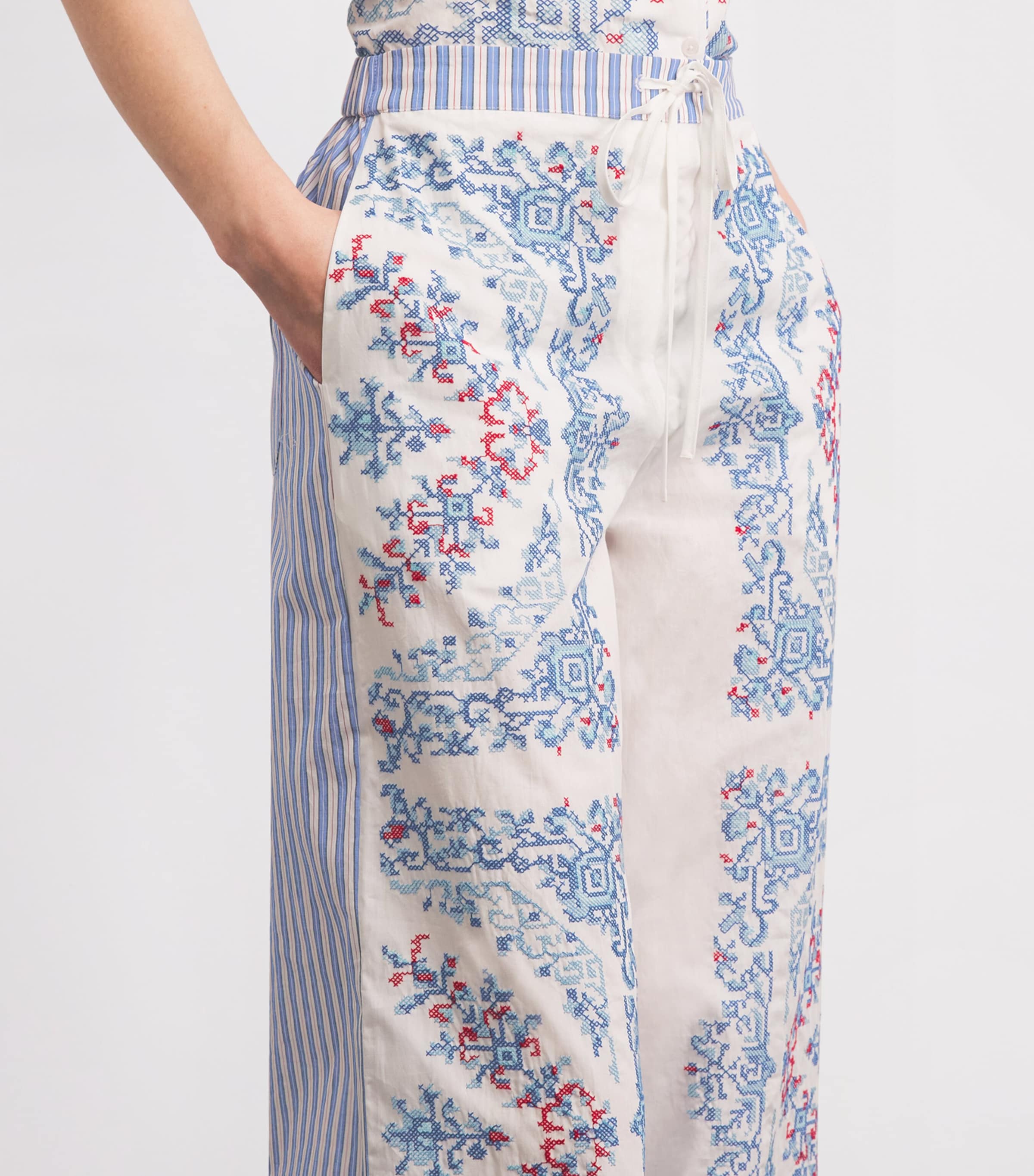 Claudie Pierlot Womens Cotton Embroidered Trousers Multicolored Image 3