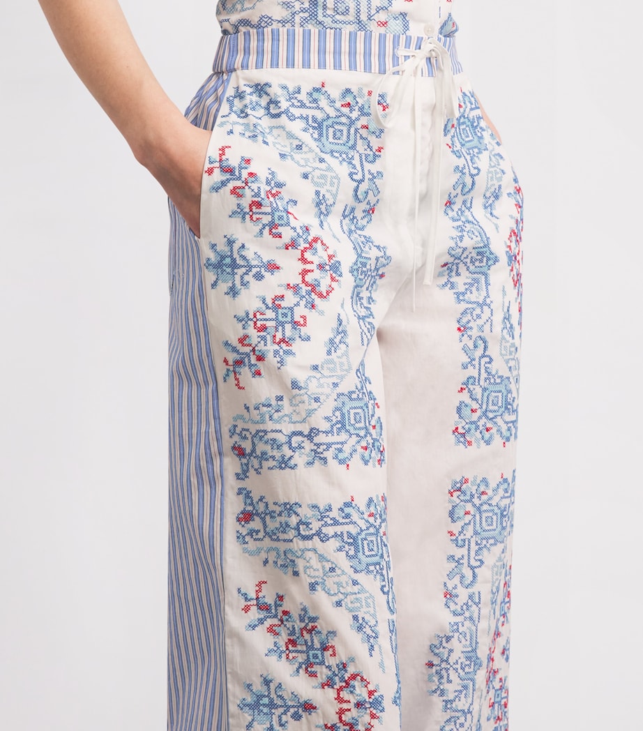 Claudie Pierlot Womens Cotton Embroidered Trousers Multicolored Image 3