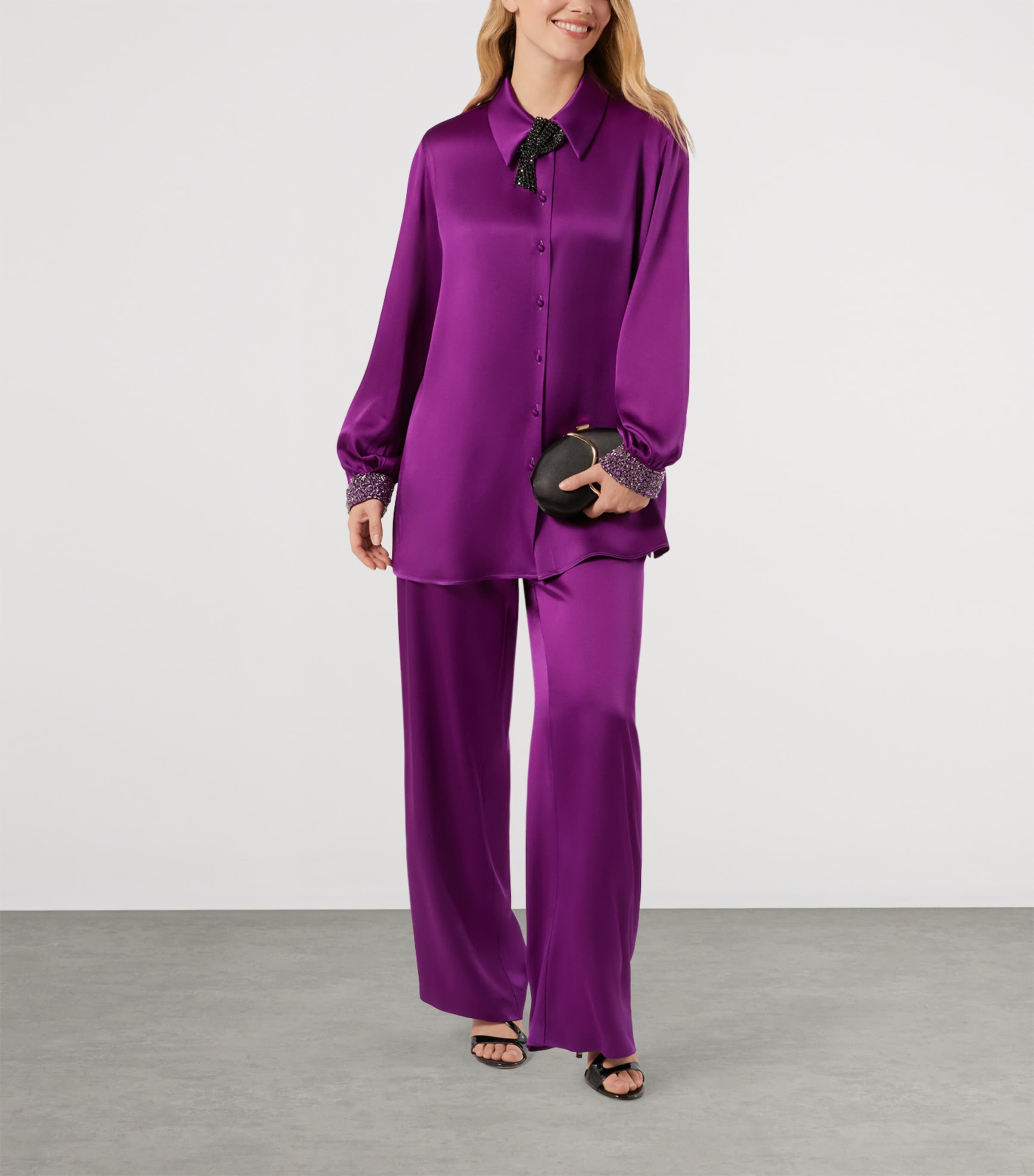 Marina Rinaldi Womens Embellished Shirt Fuxia Viola Image 2
