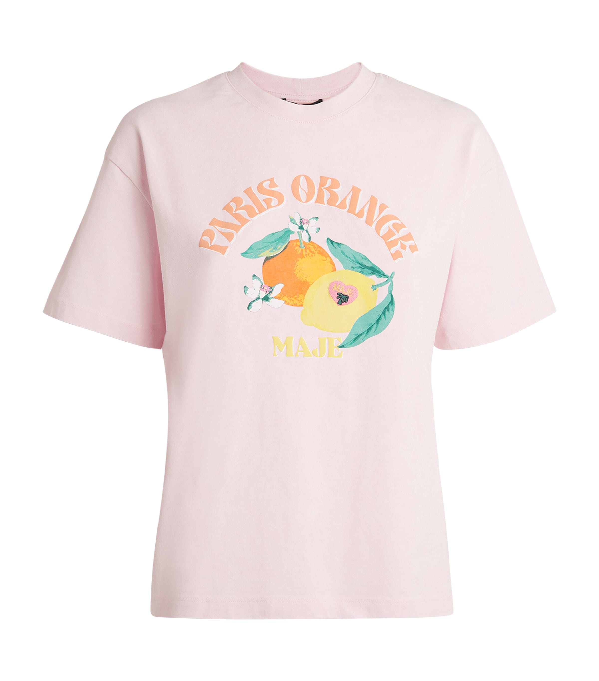 Maje Cotton Tropical Print T-shirt In Pink