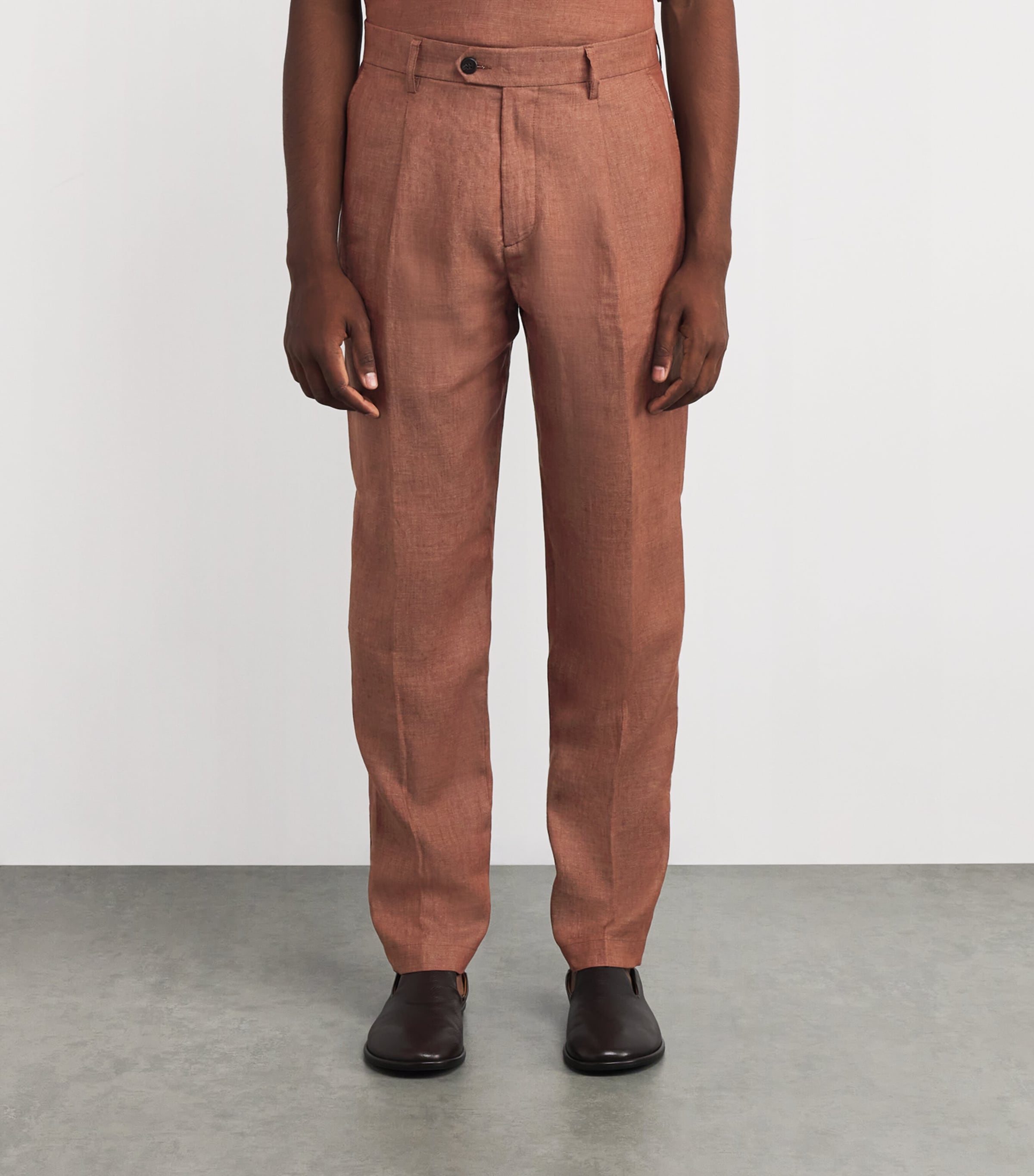 x Harrods Linen Tailored Trousers VICUNA Image 3