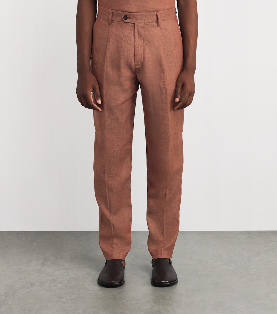 x Harrods Linen Tailored Trousers VICUNA Image 3