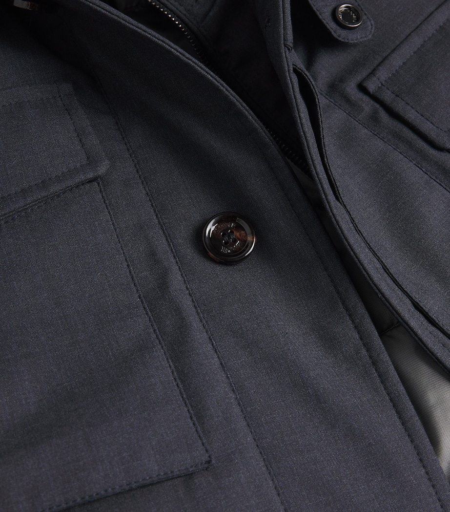 Virgin Wool-Silk Down Coat DARK BLU U0402 Image 5