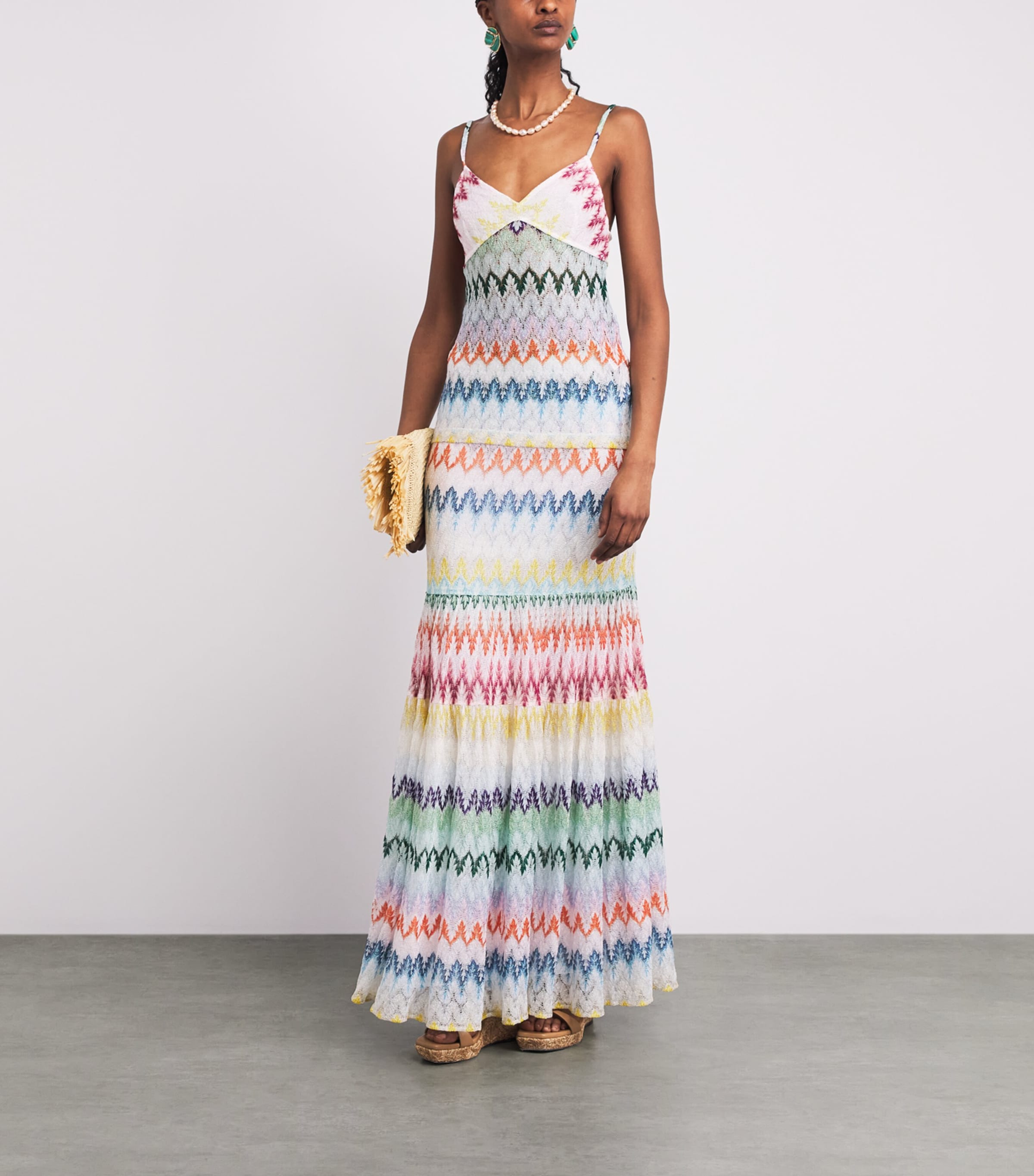 Missoni Womens Metallic Zigzag Maxi Skirt Mlti/white Bse Image 2