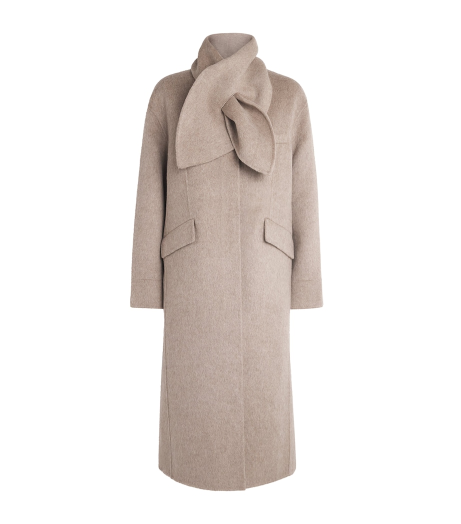 Claudie Pierlot Womens Wool-Blend Longline Coat Beige Image 1