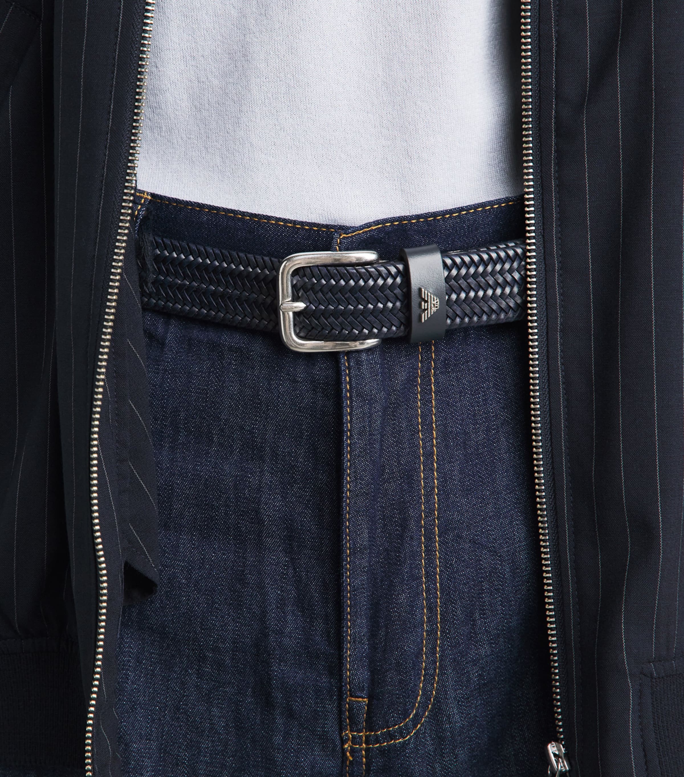 Emporio Armani Leather Woven Belt Image 2