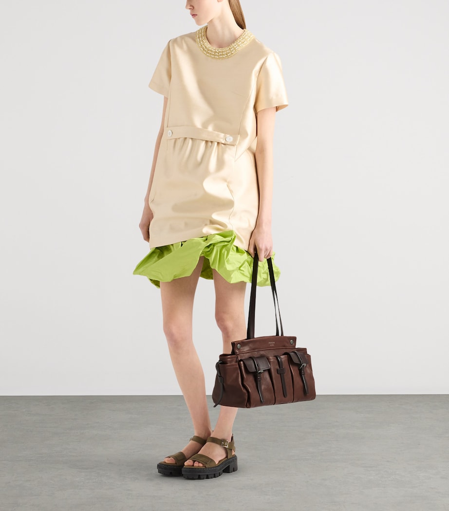 Prada Womens Large Buffalo Leather Route Tote Bag Brown Image 3