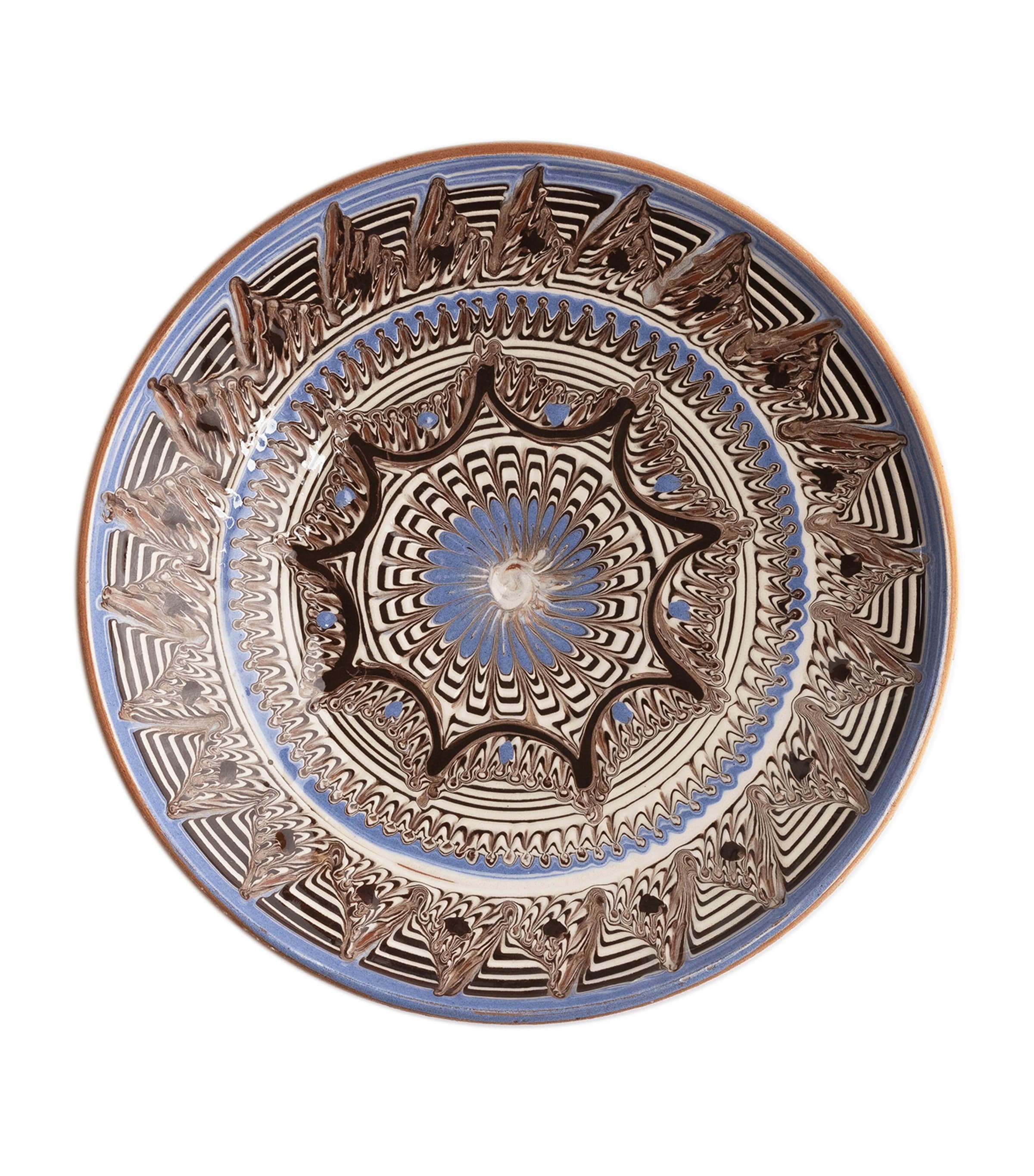 Shop Cabana Magazine Ceramic Horezu Plate In Blue