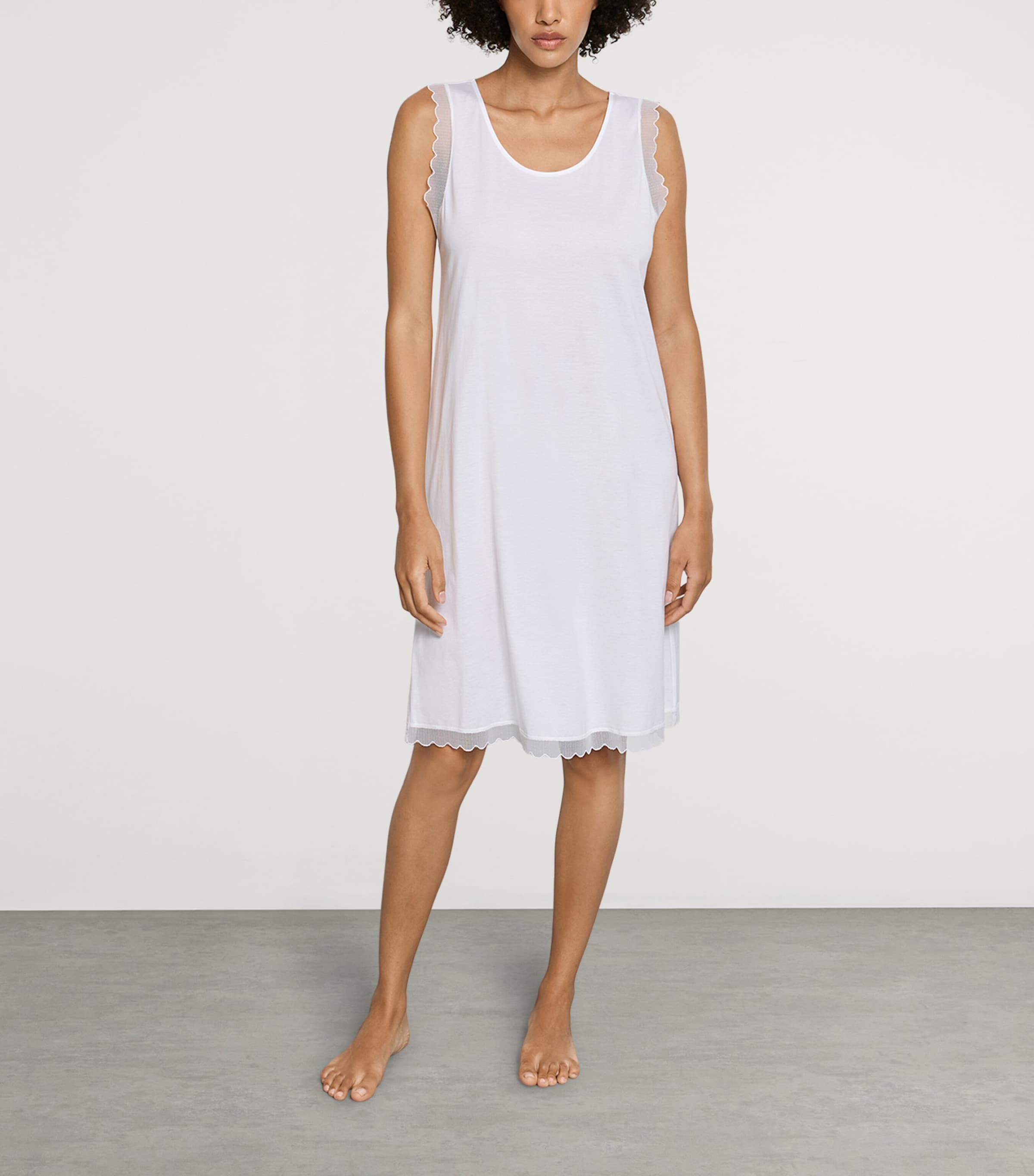Hanro Womens Pima Cotton Inaya Nightdress White Image 2