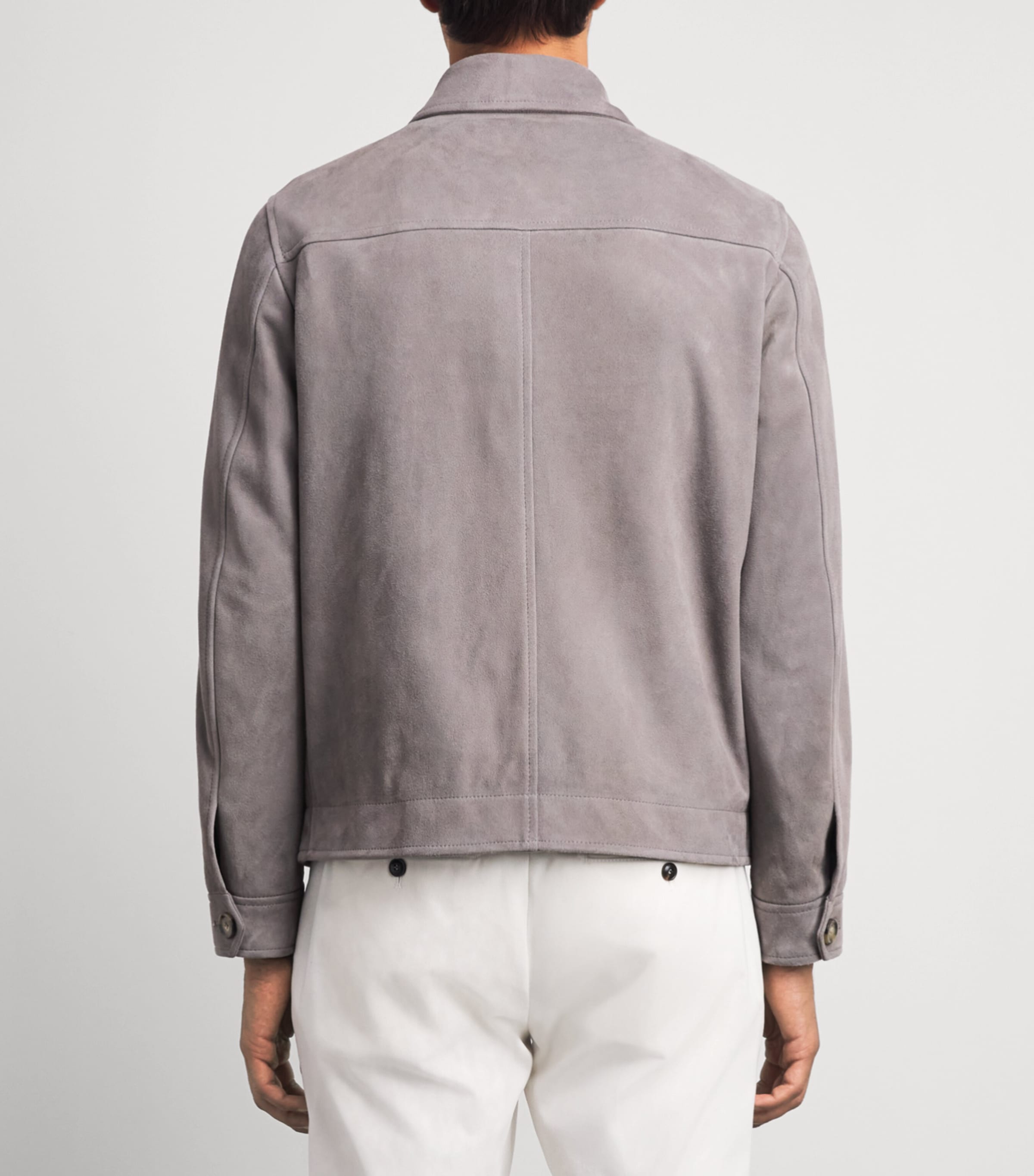 Lardini Mens Sheepskin Suede Jacket Grey Image 5
