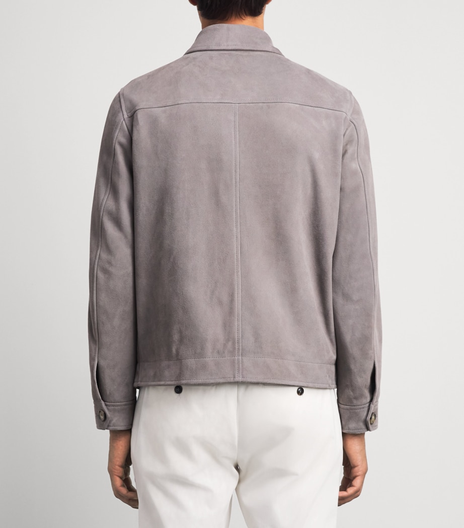 Lardini Mens Sheepskin Suede Jacket Grey Image 5