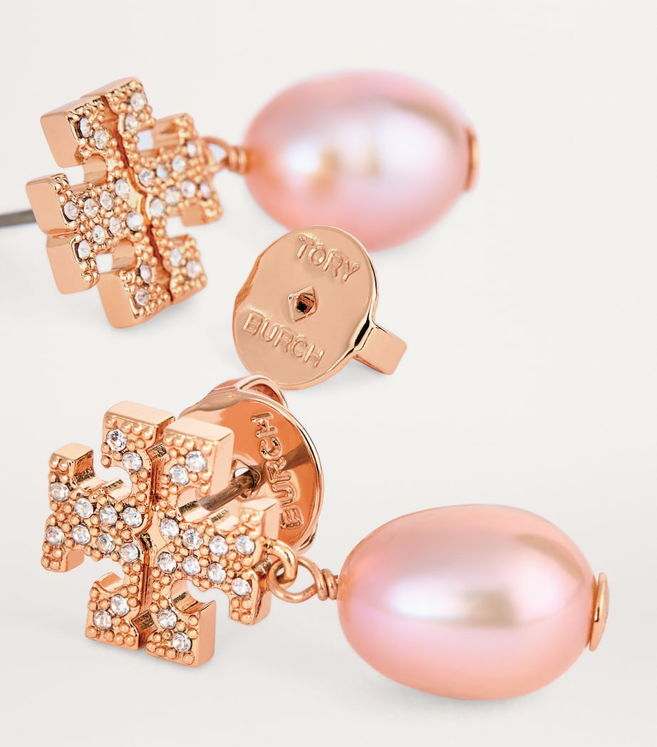 Tory Burch Kira Pavé Pearl Drop Earrings Rose Gold / Pearl Image 6
