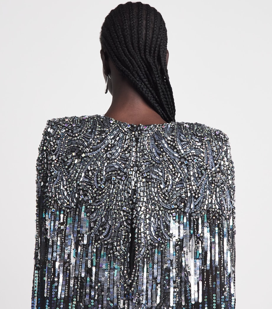 Jenny Packham Womens Gold Rush Cape Gown Liquorice Bding Image 3