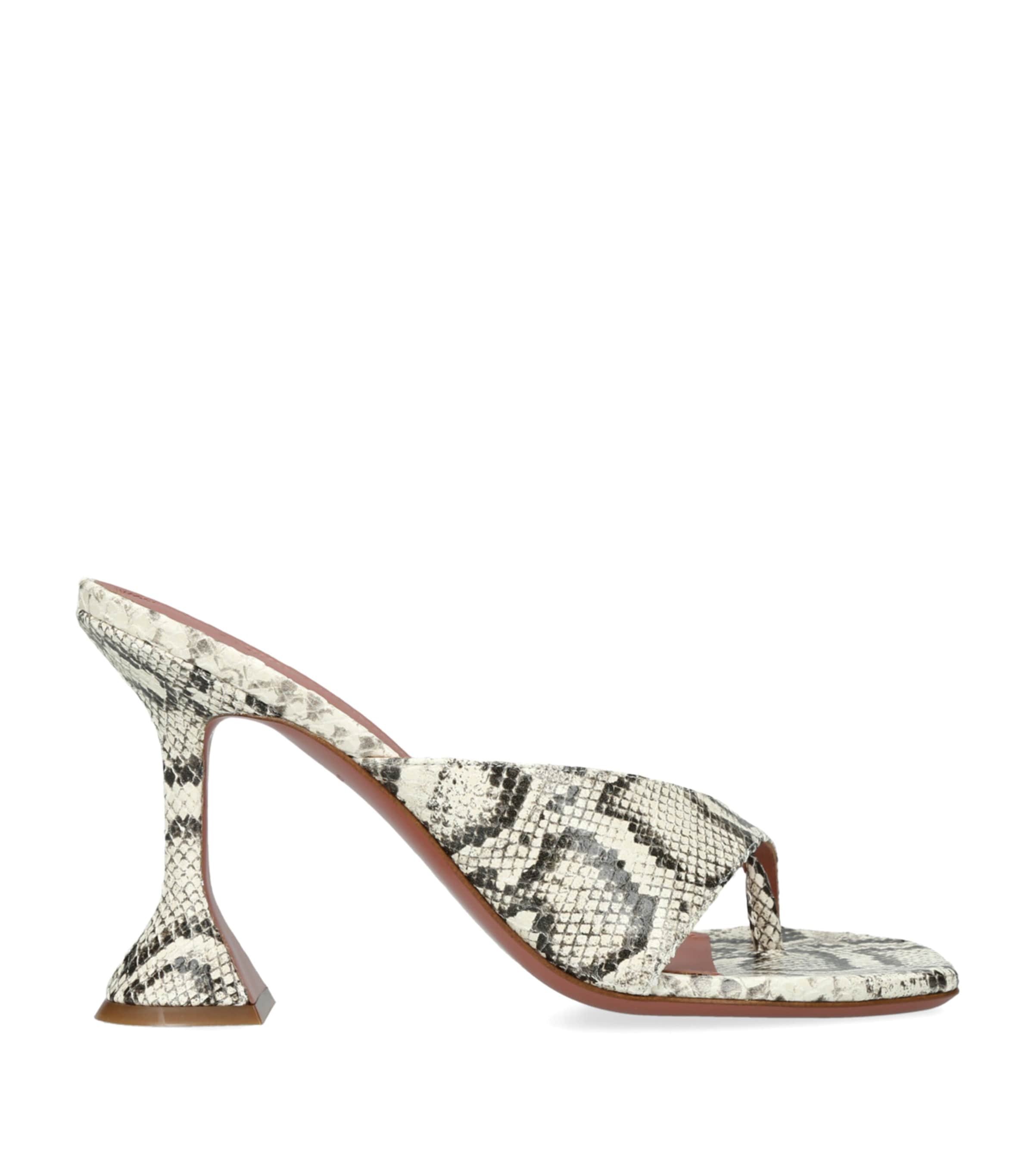 Amina Muaddi 95mm Shiona Snakeskin Sculpted-heel Sandals In Sand