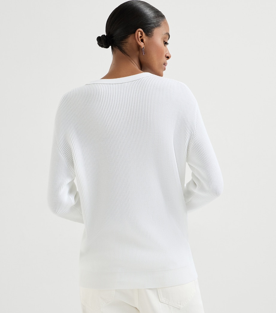 Brunello Cucinelli Womens Cotton Monili-Detail Sweater Image 3