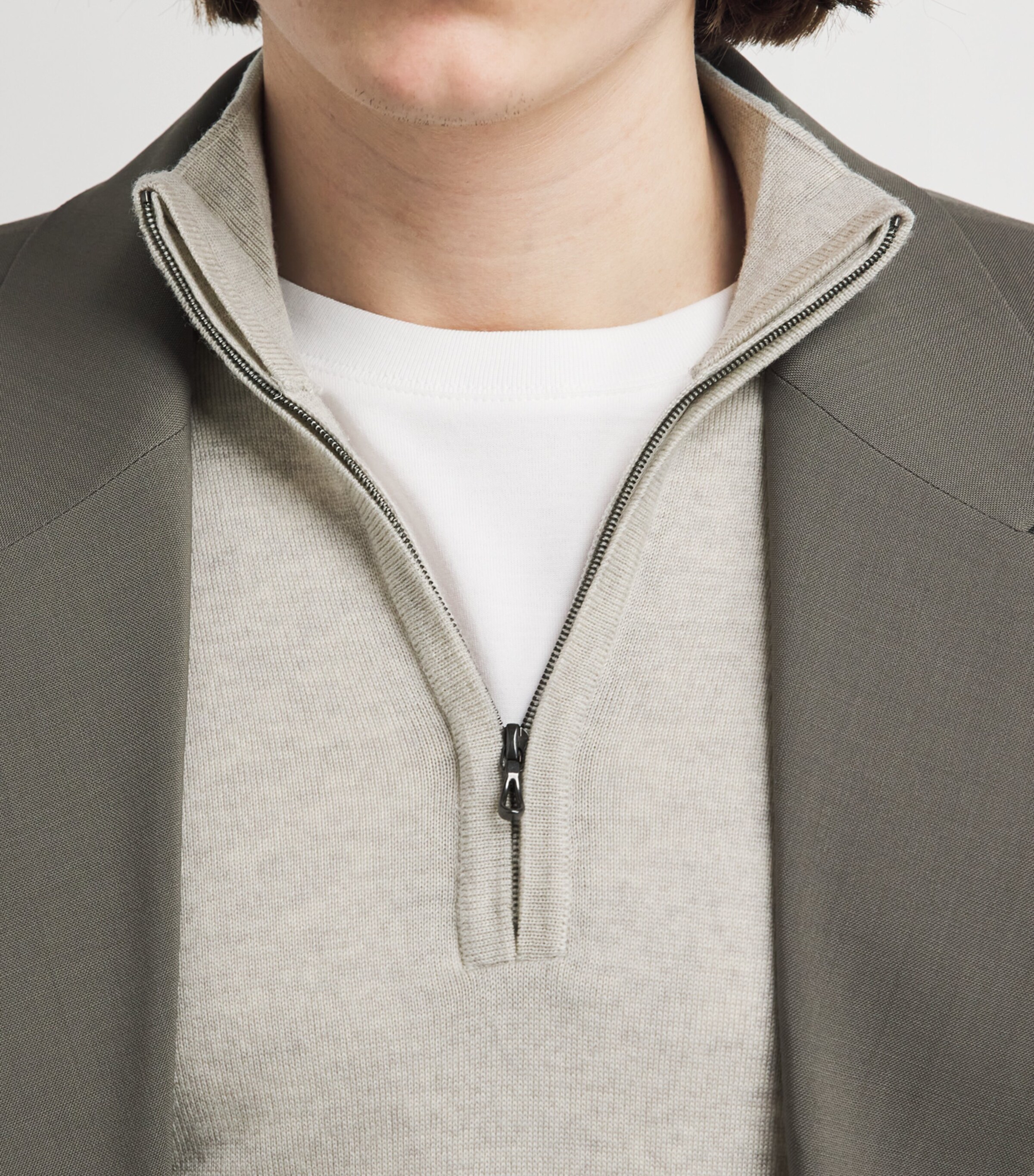 John Smedley Mens Merino Wool Tapton Quarter-Zip Sweater Grey Fleece Image 3