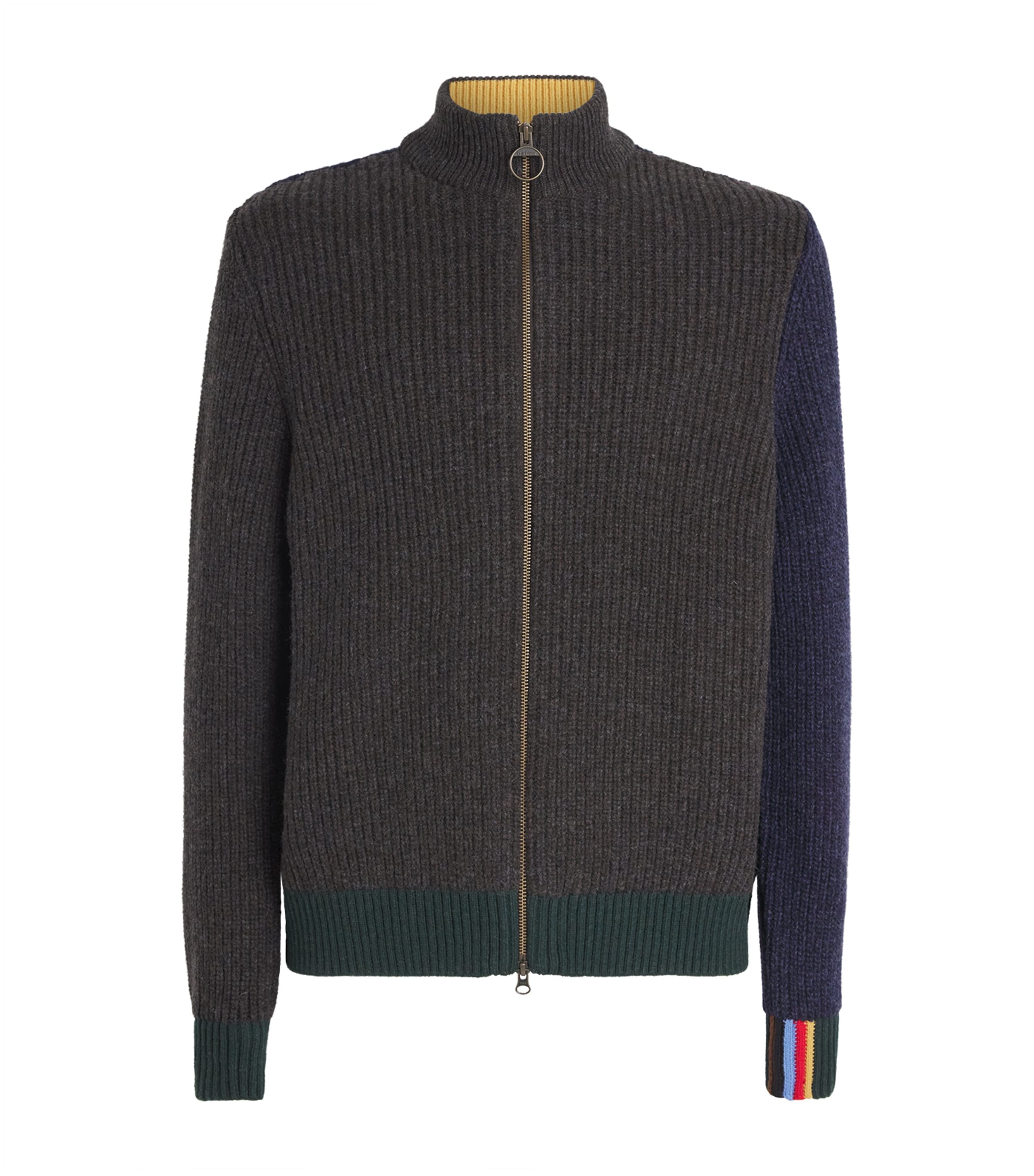 Barbour Mens x Paul Smith Wool Gamefair Cardigan Russet Image 1