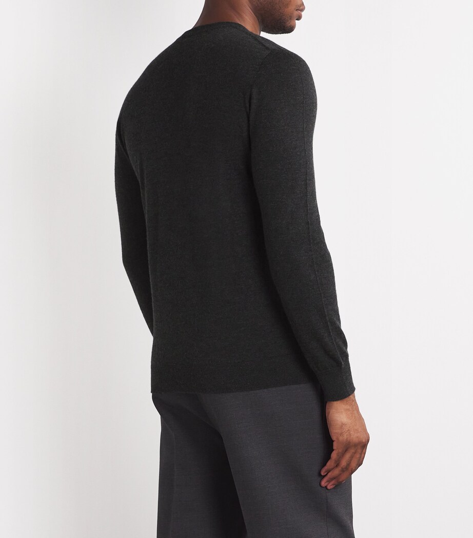 Johnstons Of Elgin Mens Cashmere Crew-Neck Sweater Charcoal Image 4